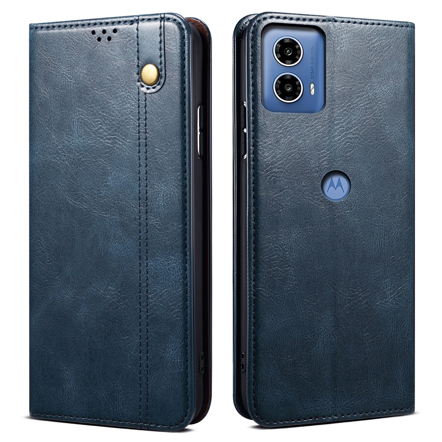 For Motorola Moto G04 4G / G24 4G Case Leather Stand Magnetic Closing Phone Wallet Cover - Blue