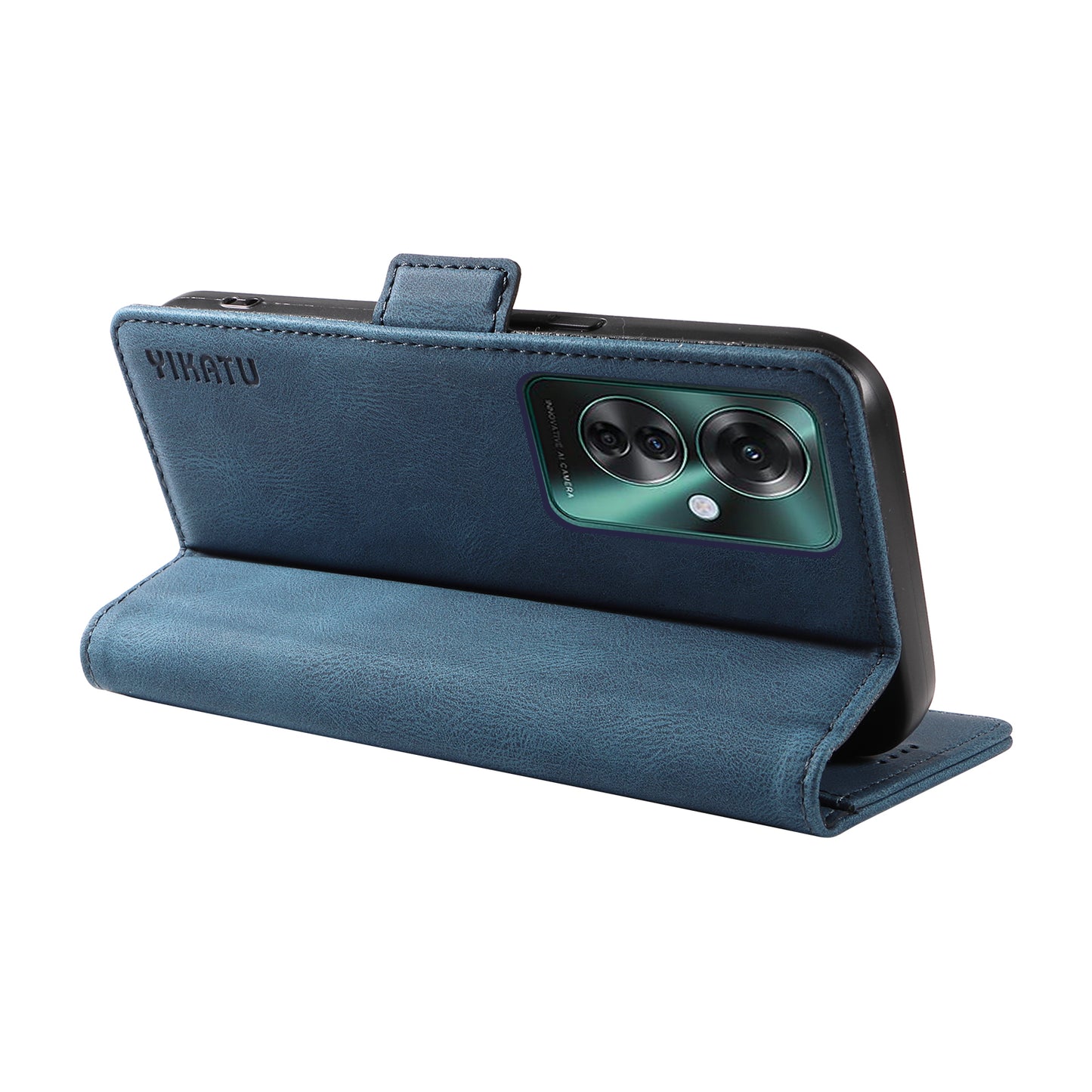 YIKATU YK-005 For Oppo Reno11 F 5G / F25 Pro 5G Leather Phone Case Stand Wallet Cover - Blue