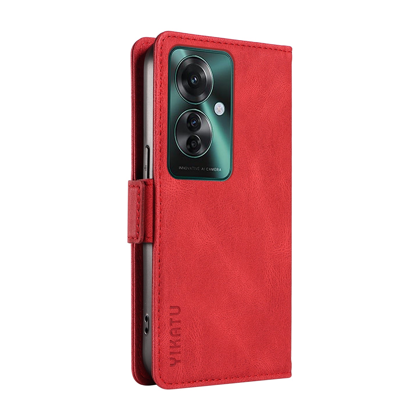 YIKATU YK-005 For Oppo Reno11 F 5G / F25 Pro 5G Leather Phone Case Stand Wallet Cover - Red