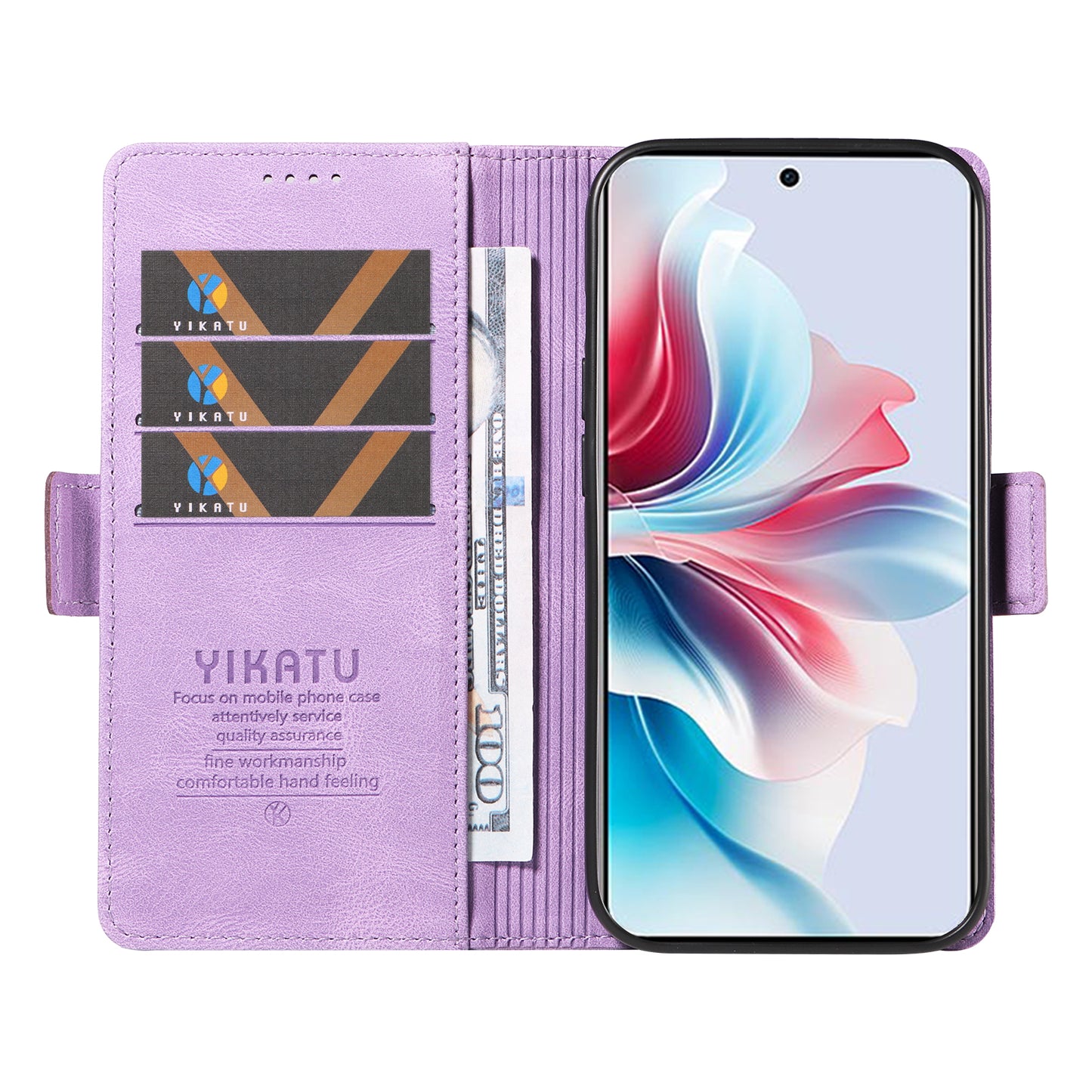 YIKATU YK-005 For Oppo Reno11 F 5G / F25 Pro 5G Leather Phone Case Stand Wallet Cover - Purple