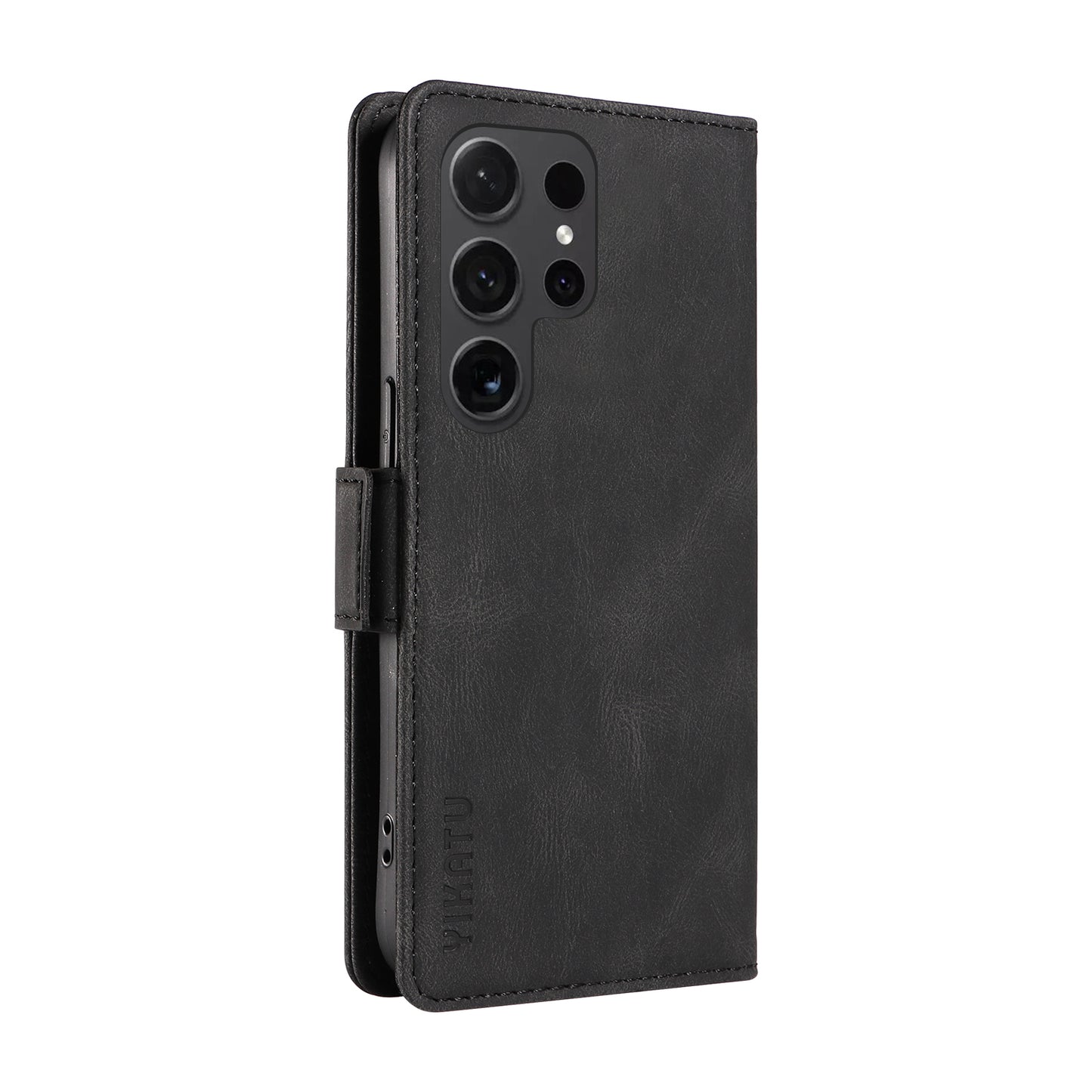 YIKATU YK-005 For Samsung Galaxy S24 Ultra Case Skin-touch Wallet Stand Leather Cover - Black