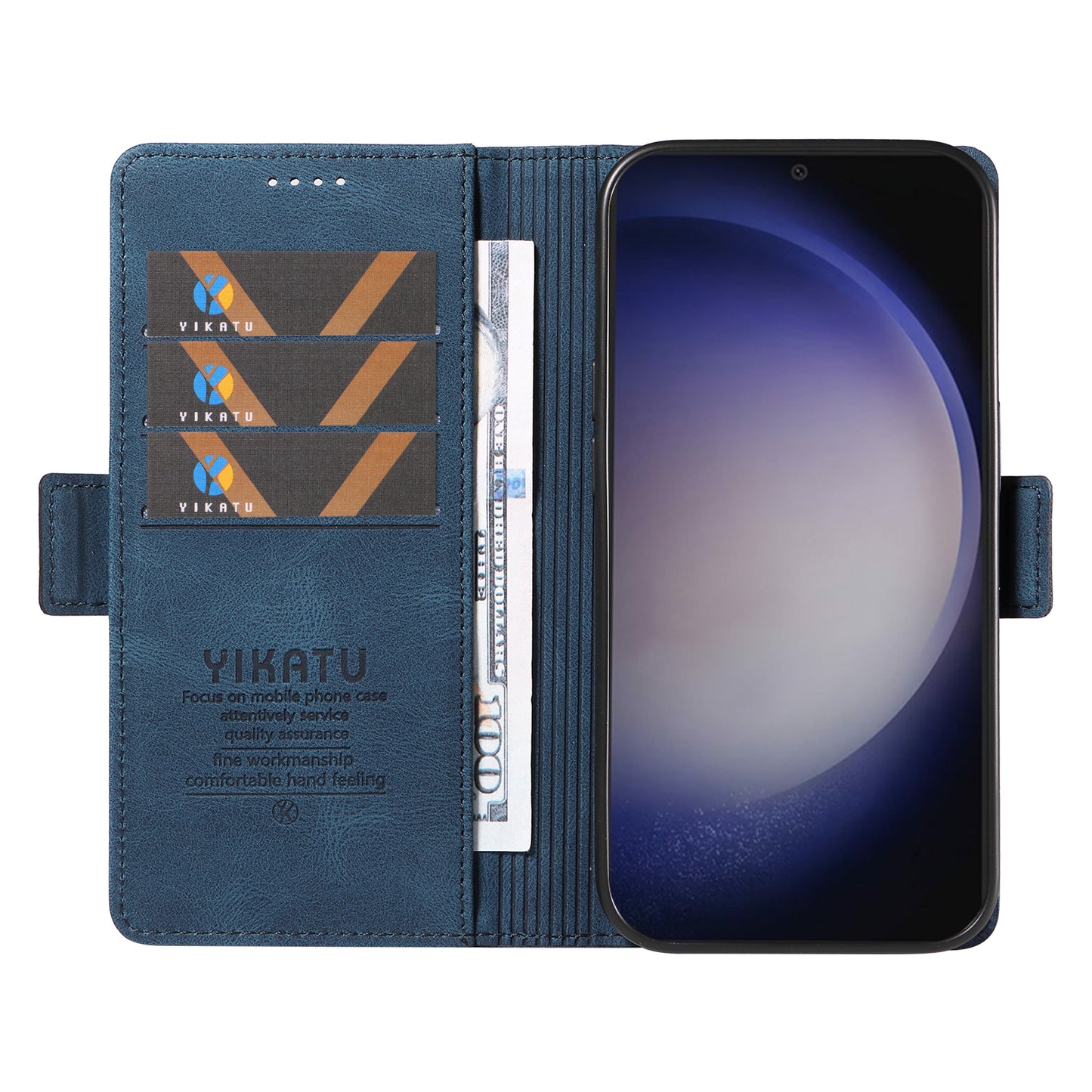 YIKATU YK-005 For Samsung Galaxy S24 Case PU Leather Magnetic Buckle Phone Cover Skin Touch Feeling - Blue