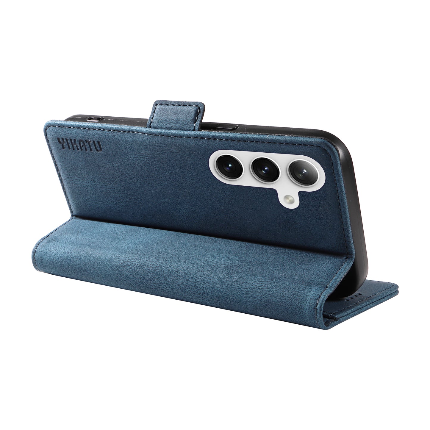 YIKATU YK-005 For Samsung Galaxy S24 Case PU Leather Magnetic Buckle Phone Cover Skin Touch Feeling - Blue