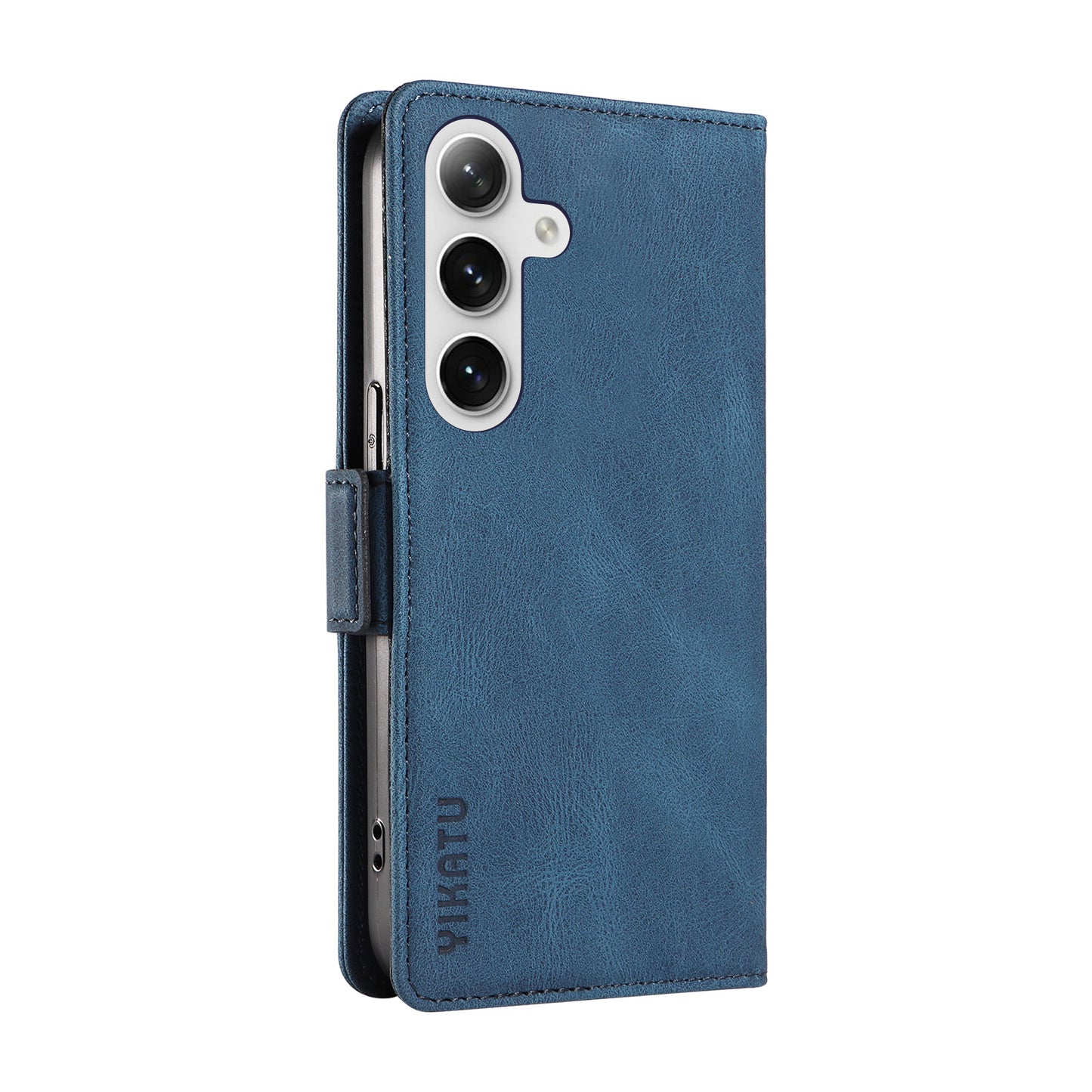 YIKATU YK-005 For Samsung Galaxy S24 Case PU Leather Magnetic Buckle Phone Cover Skin Touch Feeling - Blue