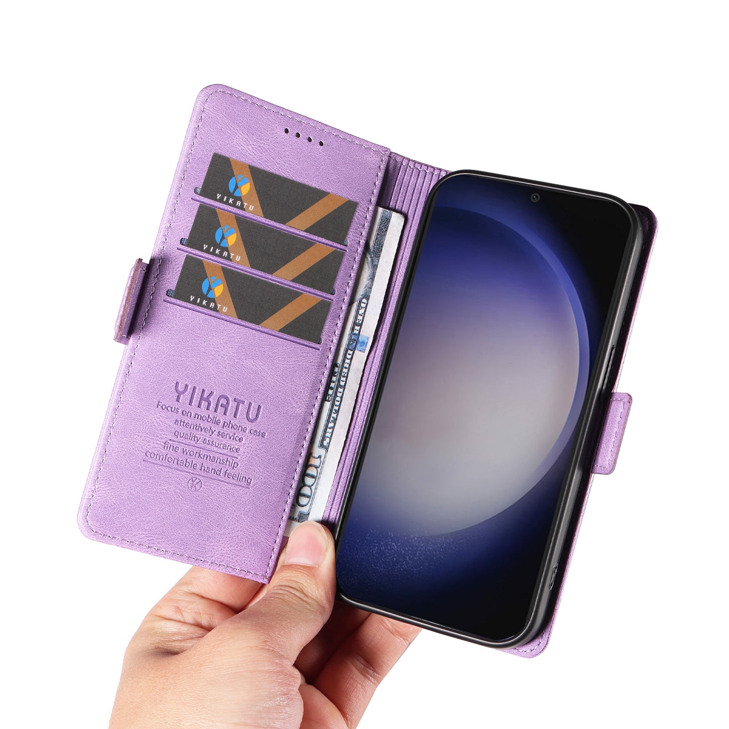 YIKATU YK-005 For Samsung Galaxy S24 Case PU Leather Magnetic Buckle Phone Cover Skin Touch Feeling - Purple