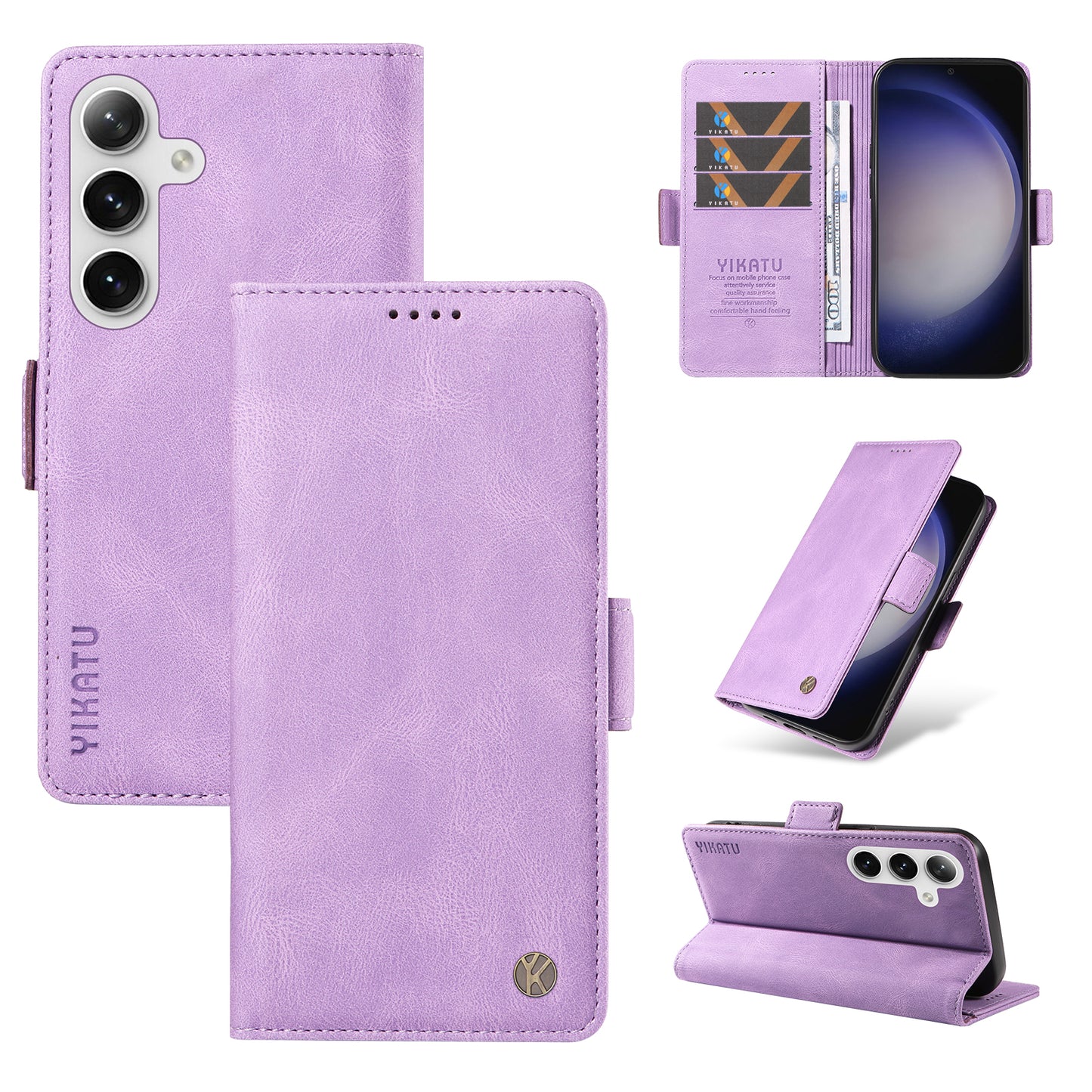 YIKATU YK-005 For Samsung Galaxy S24 Case PU Leather Magnetic Buckle Phone Cover Skin Touch Feeling - Purple