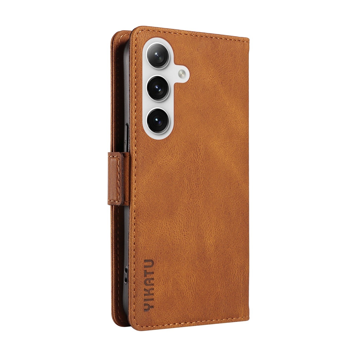 YIKATU YK-005 For Samsung Galaxy S24 Case PU Leather Magnetic Buckle Phone Cover Skin Touch Feeling - Brown