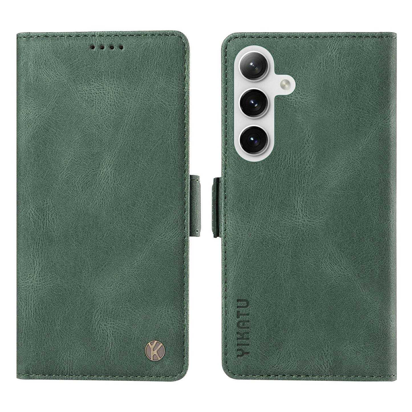 YIKATU YK-005 For Samsung Galaxy S24 Case PU Leather Magnetic Buckle Phone Cover Skin Touch Feeling - Green