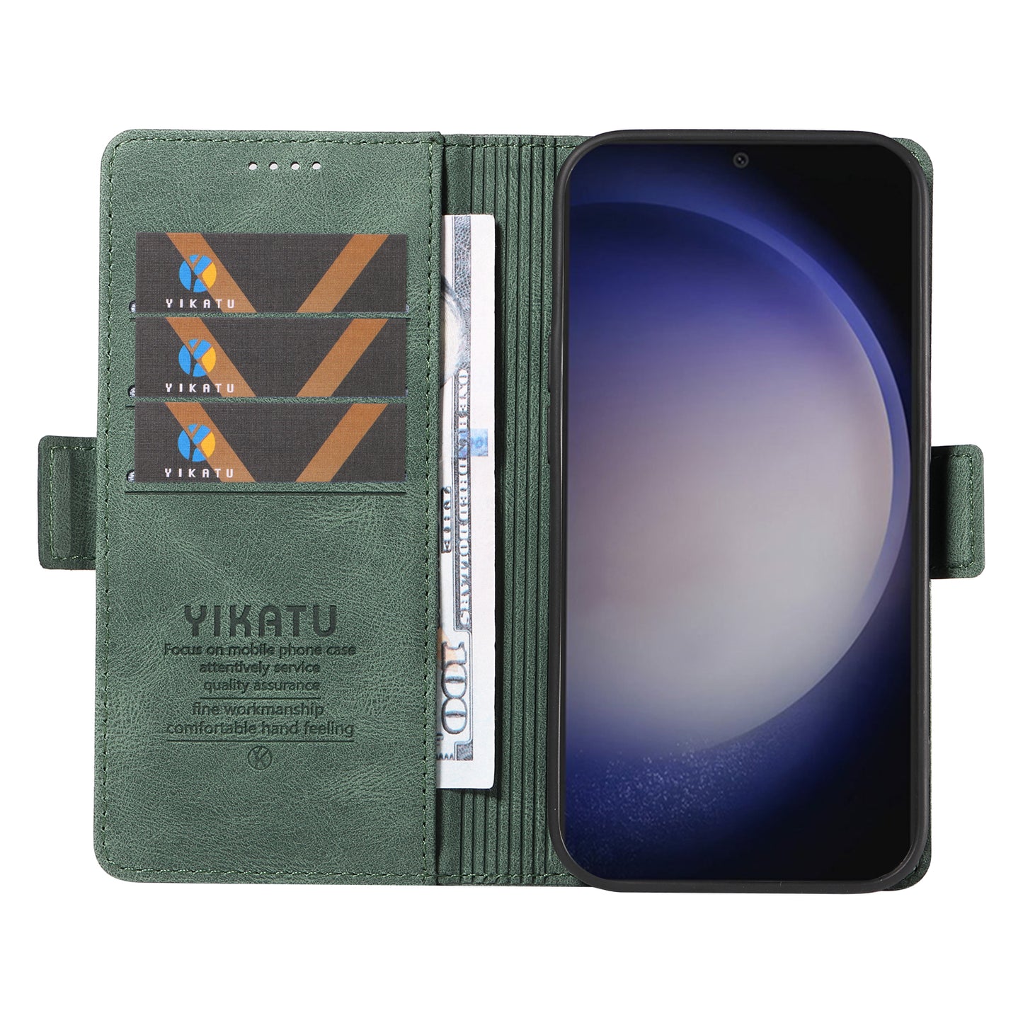 YIKATU YK-005 For Samsung Galaxy S24 Case PU Leather Magnetic Buckle Phone Cover Skin Touch Feeling - Green