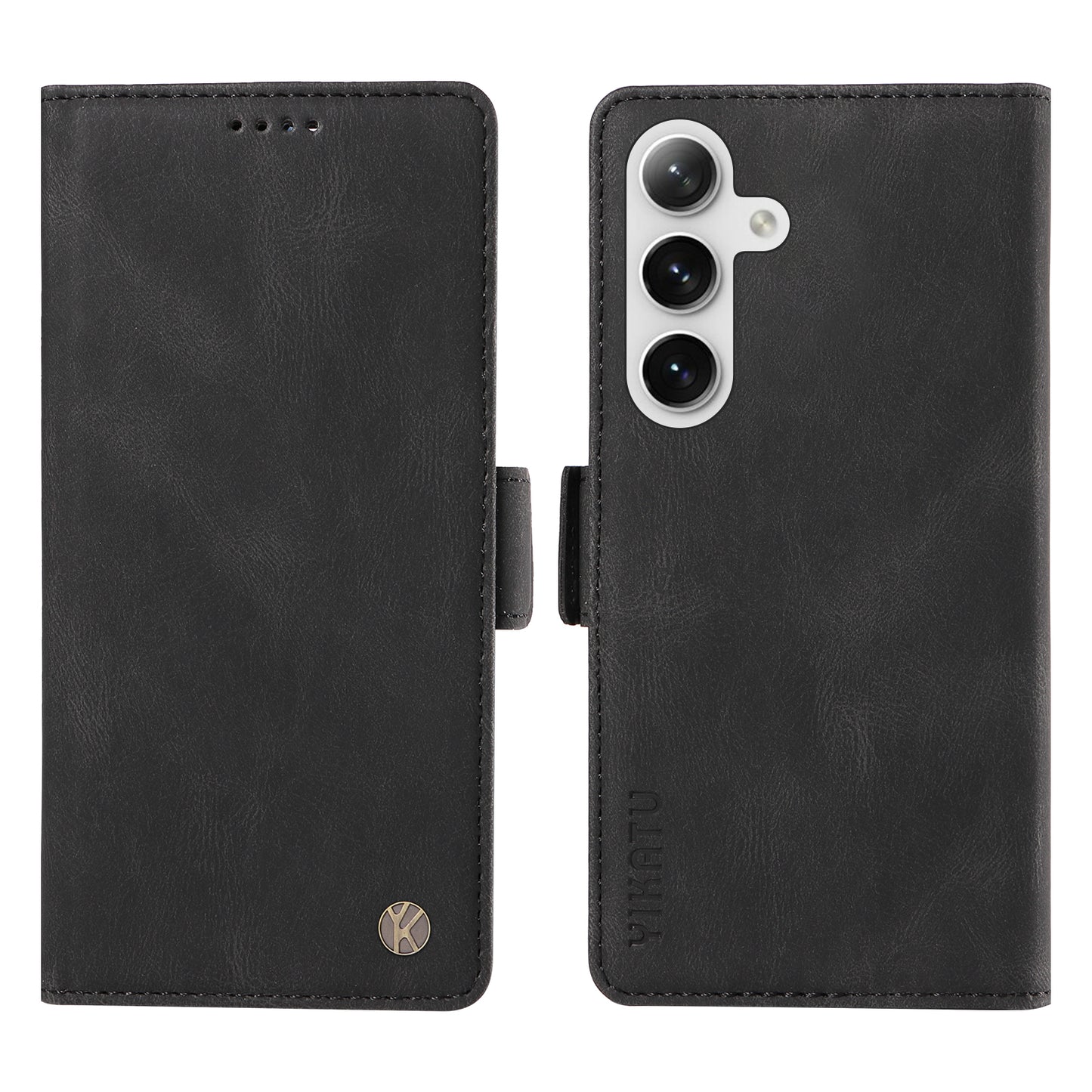 YIKATU YK-005 For Samsung Galaxy S24 Case PU Leather Magnetic Buckle Phone Cover Skin Touch Feeling - Black
