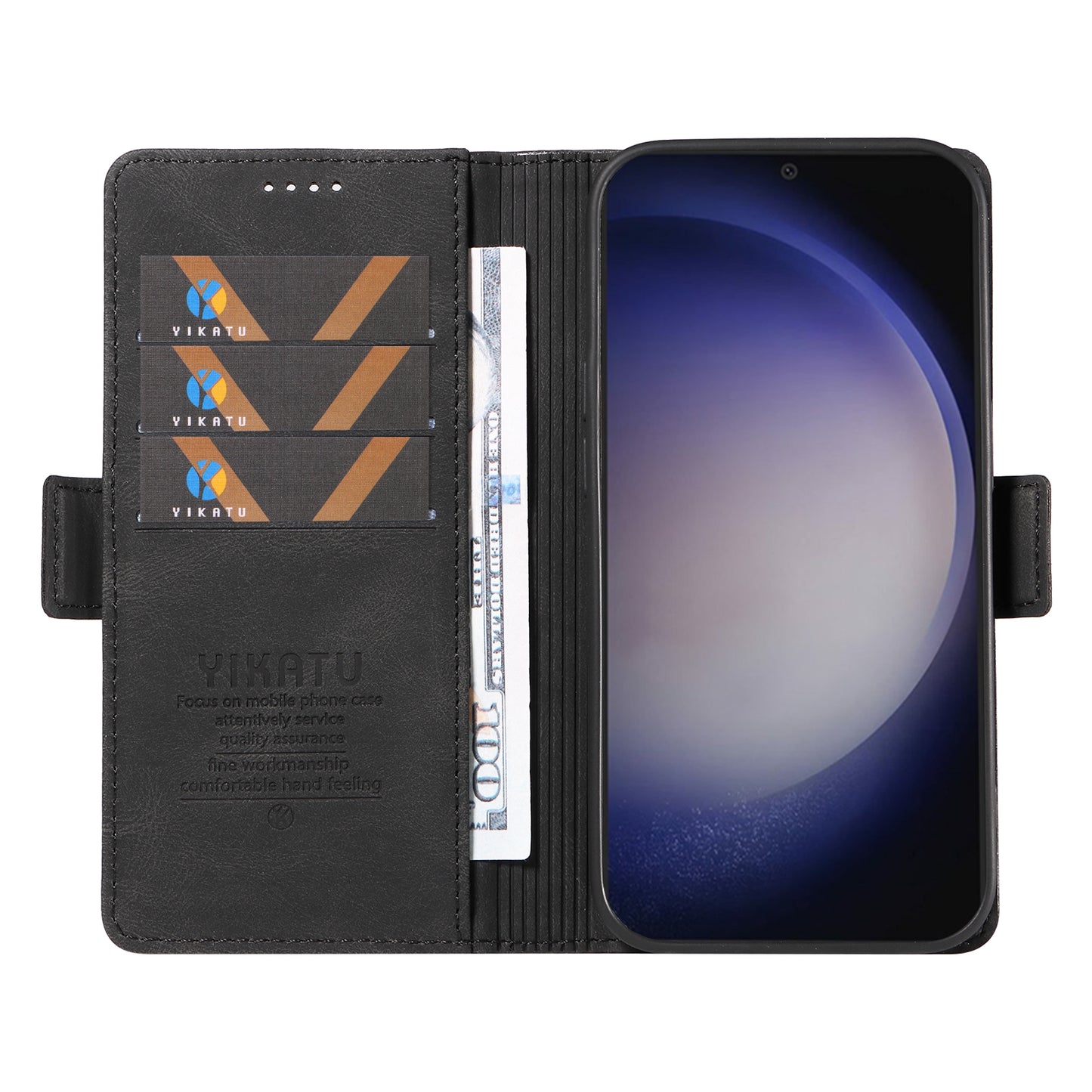 YIKATU YK-005 For Samsung Galaxy S24 Case PU Leather Magnetic Buckle Phone Cover Skin Touch Feeling - Black