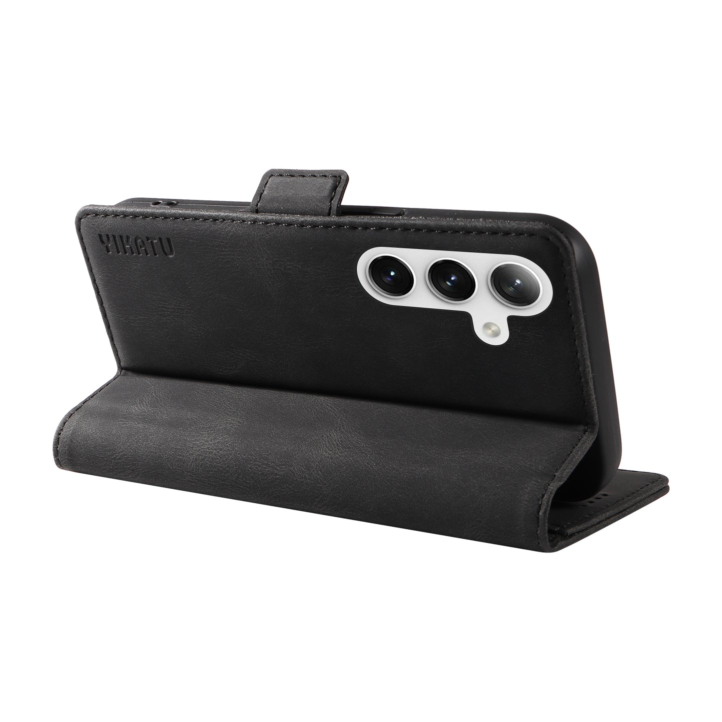 YIKATU YK-005 For Samsung Galaxy S24 Case PU Leather Magnetic Buckle Phone Cover Skin Touch Feeling - Black
