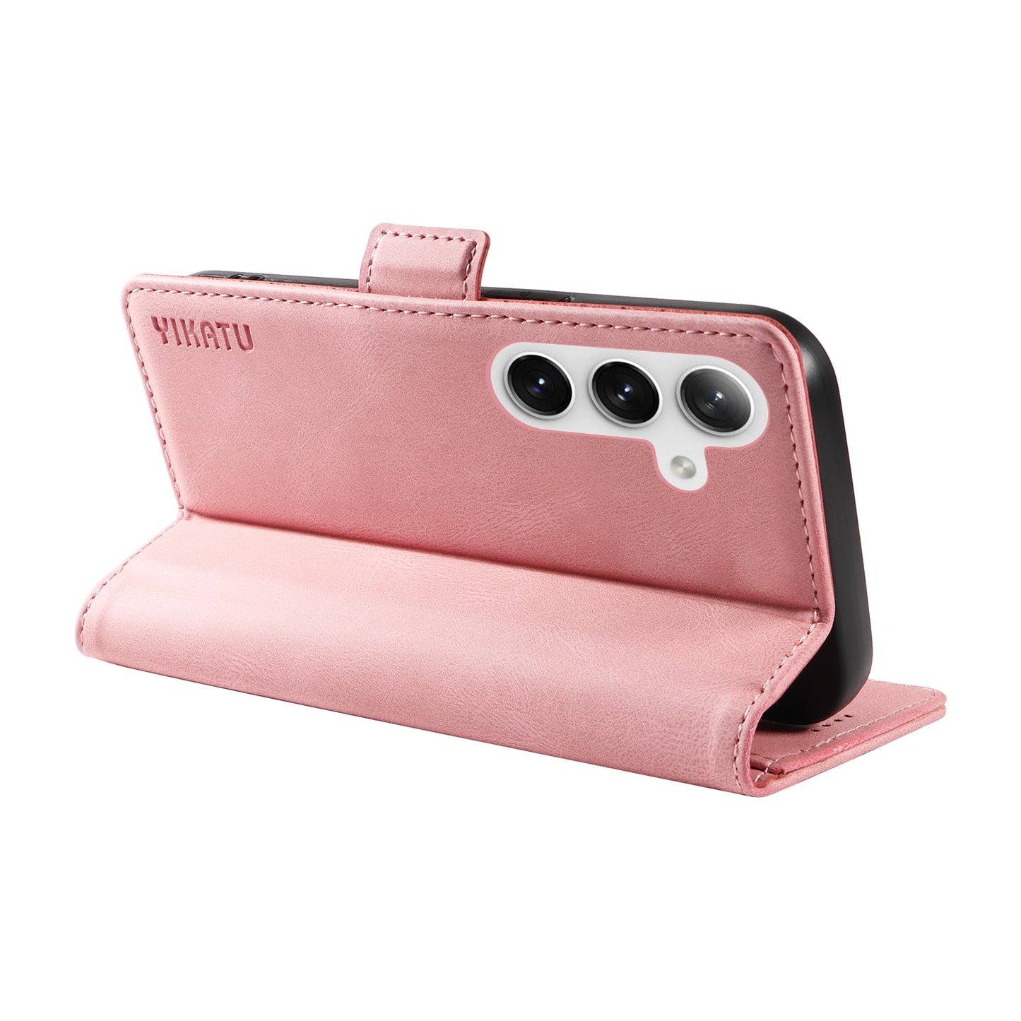 YIKATU YK-005 For Samsung Galaxy S24 Case PU Leather Magnetic Buckle Phone Cover Skin Touch Feeling - Pink