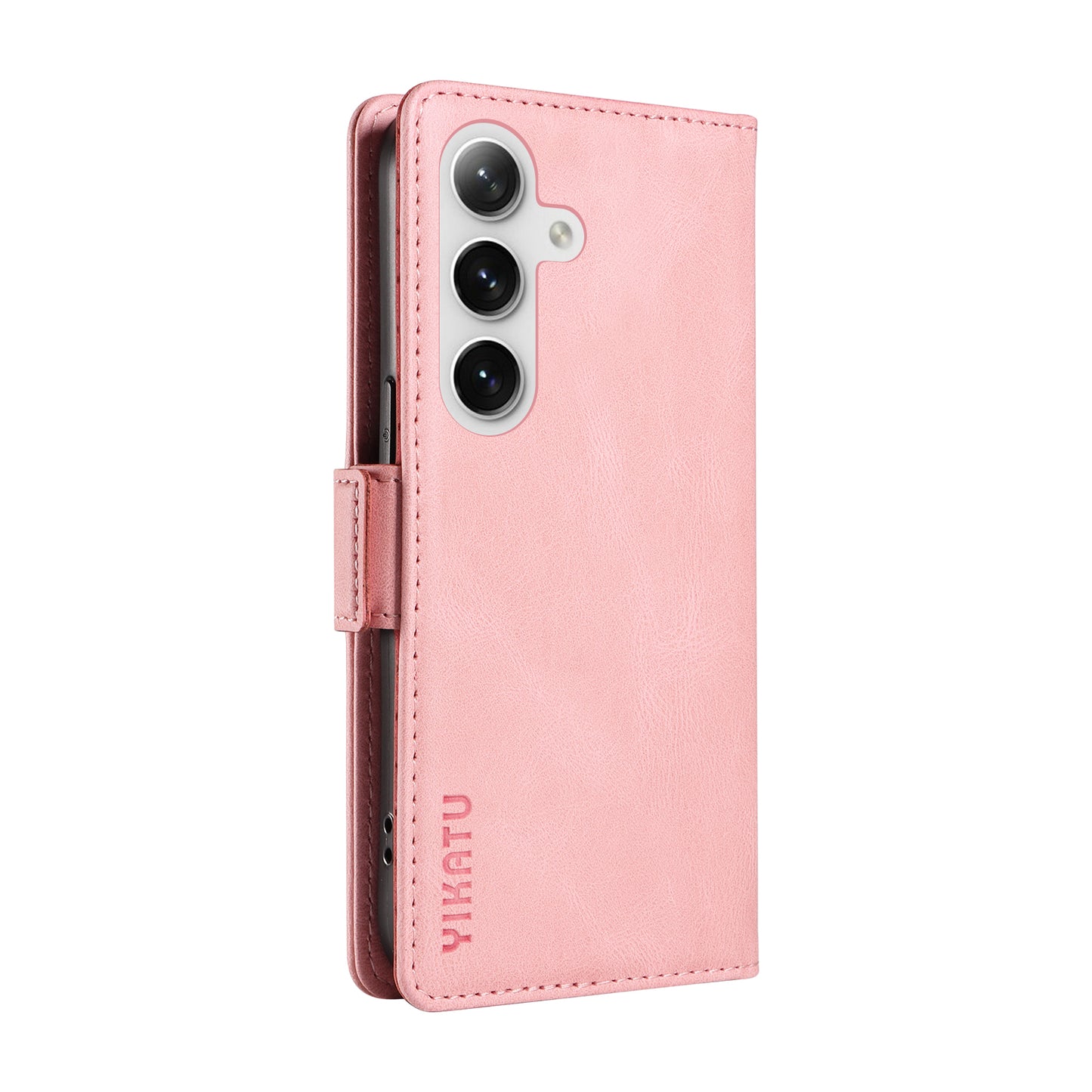 YIKATU YK-005 For Samsung Galaxy S24 Case PU Leather Magnetic Buckle Phone Cover Skin Touch Feeling - Pink