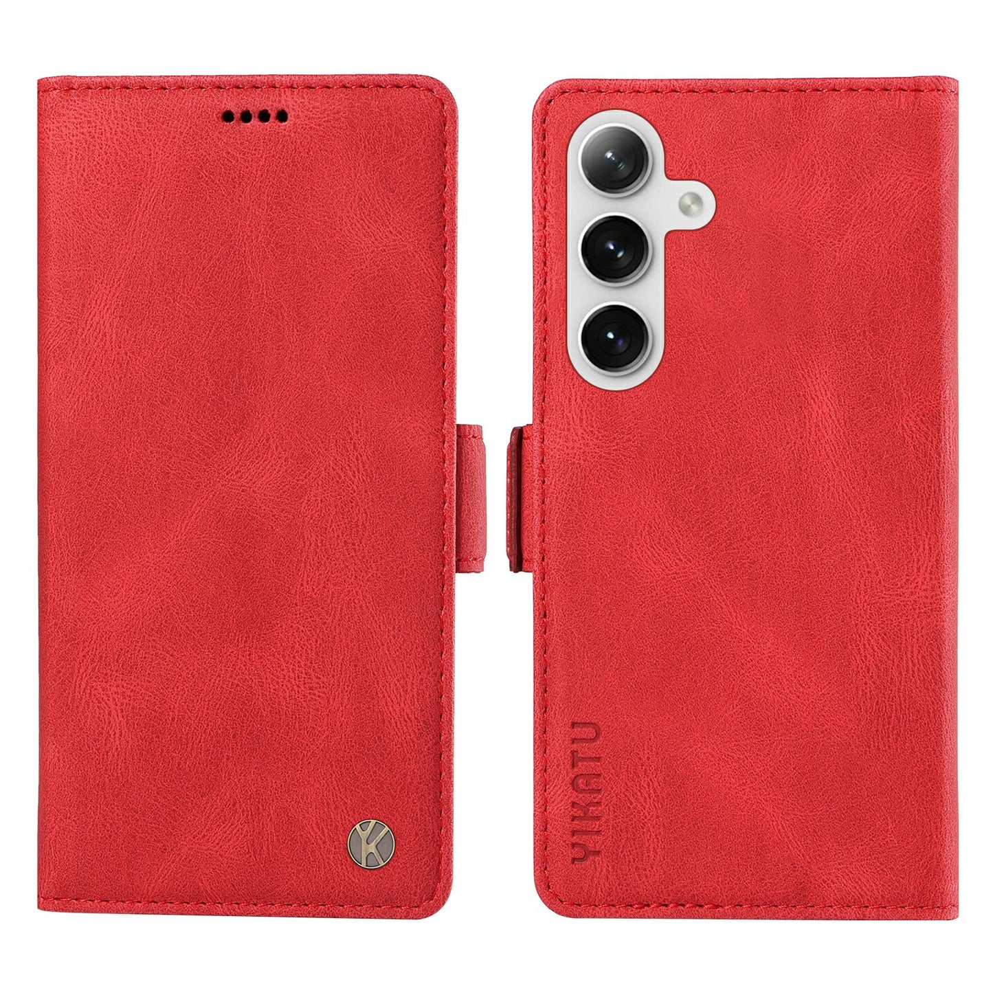 YIKATU YK-005 For Samsung Galaxy S24 Case PU Leather Magnetic Buckle Phone Cover Skin Touch Feeling - Red