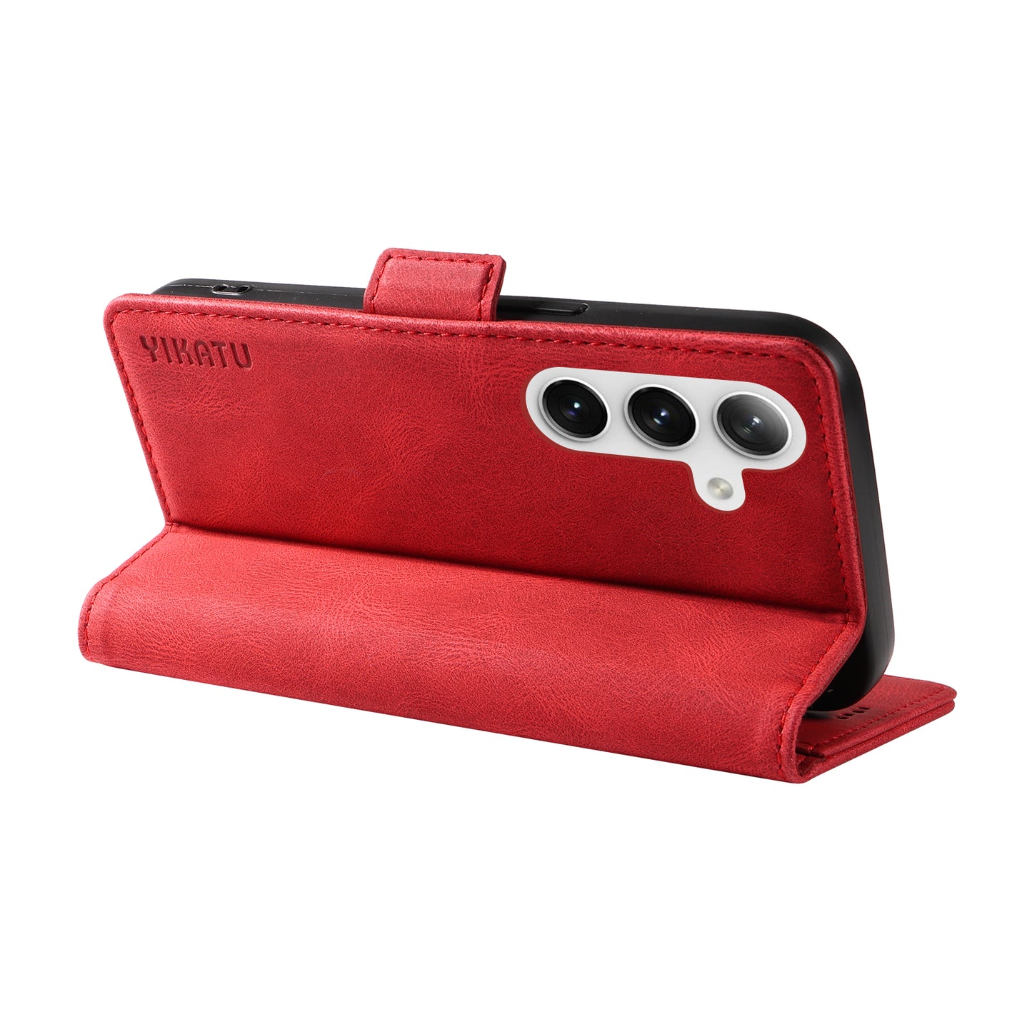 YIKATU YK-005 For Samsung Galaxy S24 Case PU Leather Magnetic Buckle Phone Cover Skin Touch Feeling - Red