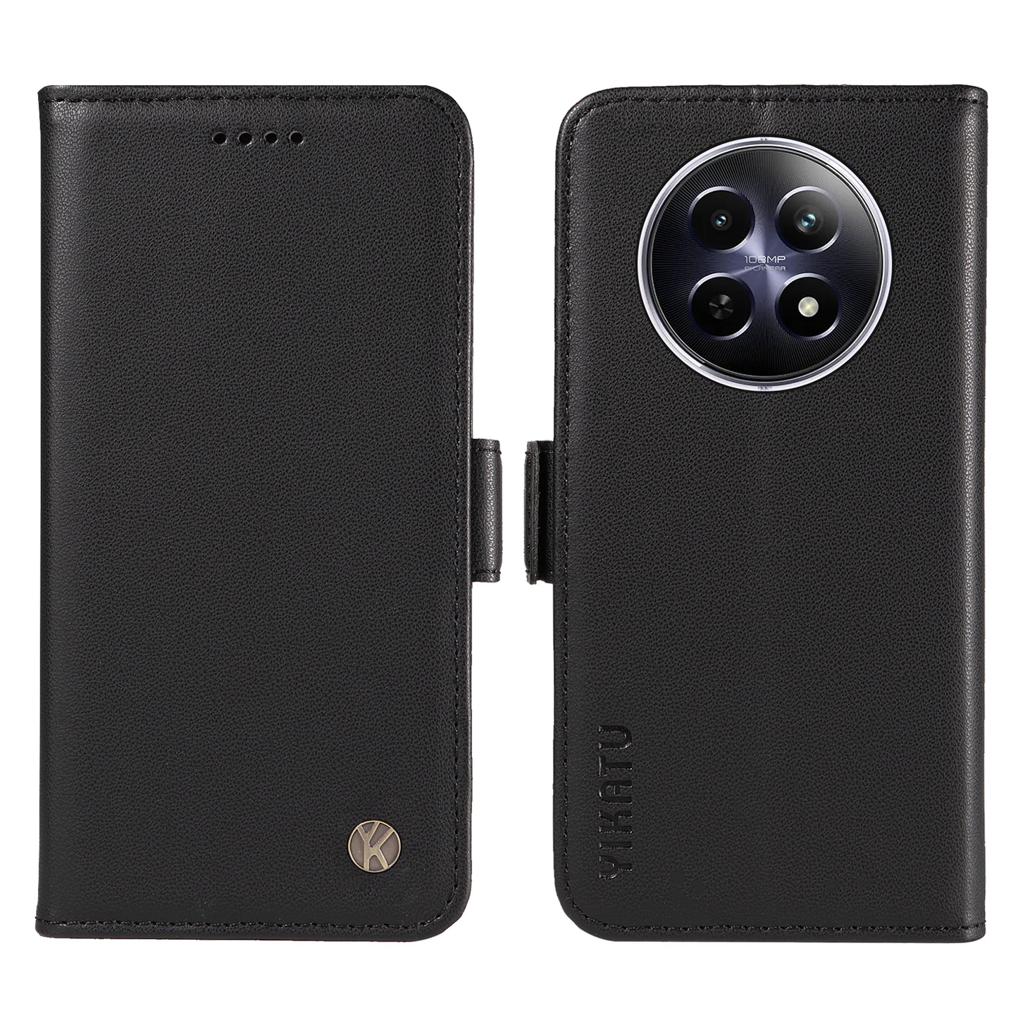 YIKATU YK-003 For Realme 12 Leather Case Wallet Cover Phone Accessories Distributors - Black