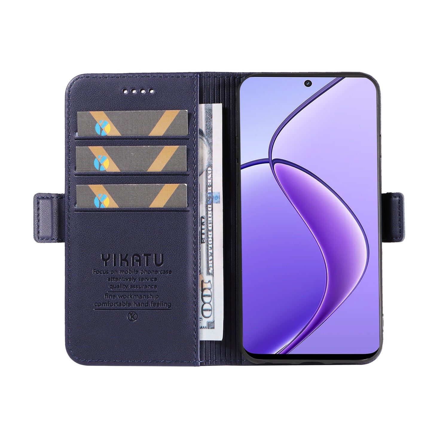 YIKATU YK-003 For Realme 12 Leather Case Wallet Cover Phone Accessories Distributors - Sapphire