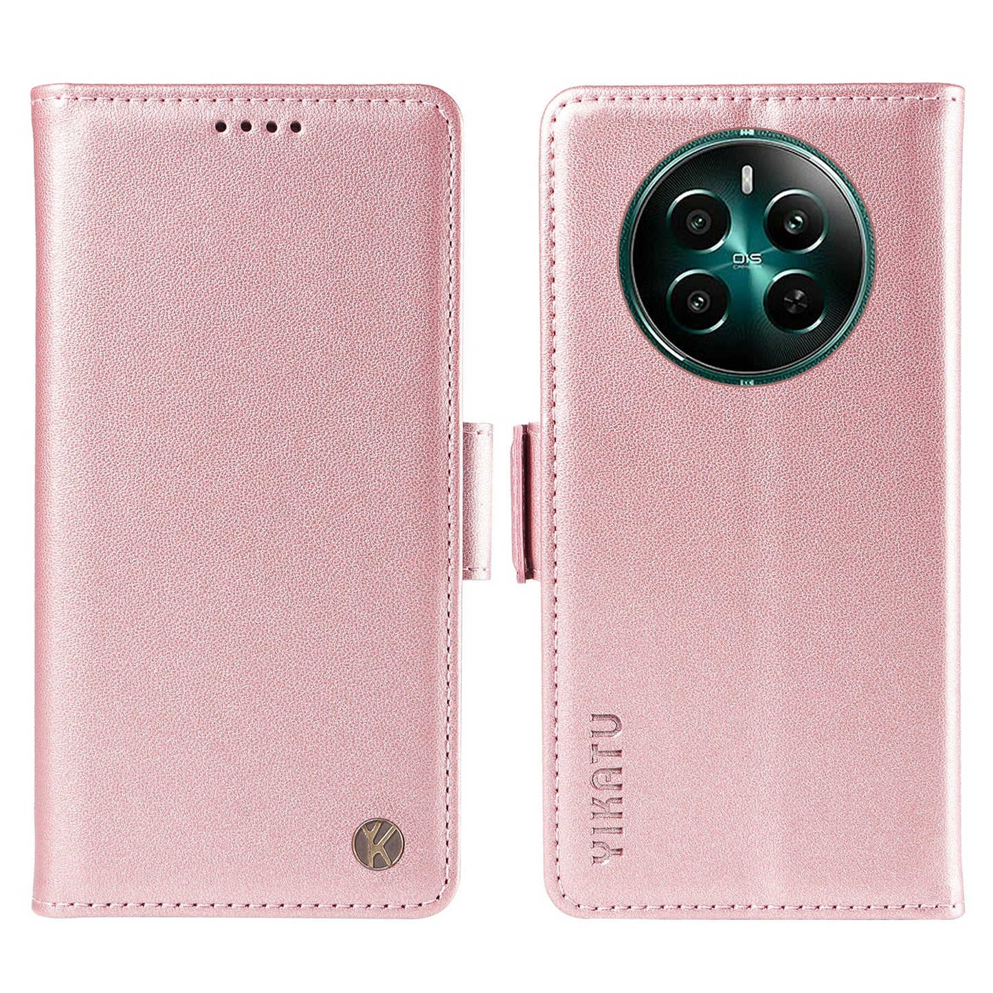 YIKATU YK-003 For Realme 12+ 5G Case Wallet PU Leather+TPU Cover Phone Accessories Distributors - Rose Gold