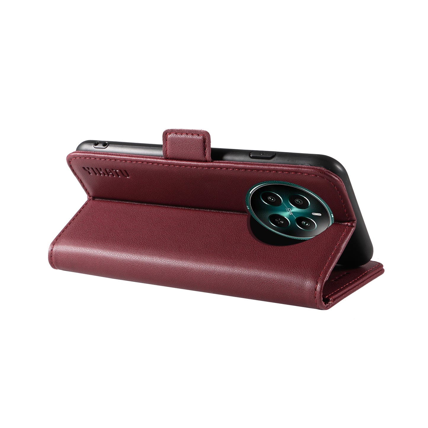 YIKATU YK-003 For Realme 12+ 5G Case Wallet PU Leather+TPU Cover Phone Accessories Distributors - Wine Red
