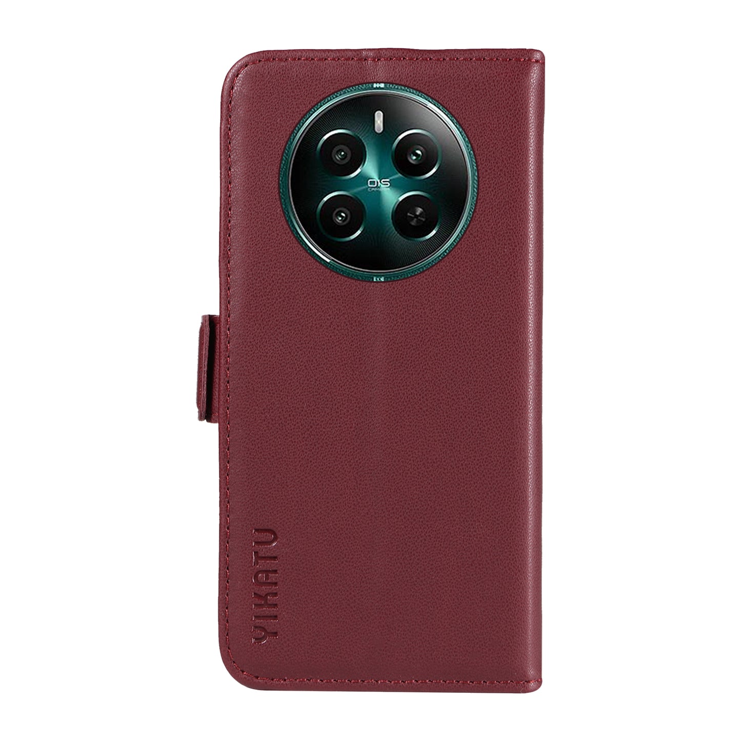 YIKATU YK-003 For Realme 12+ 5G Case Wallet PU Leather+TPU Cover Phone Accessories Distributors - Wine Red