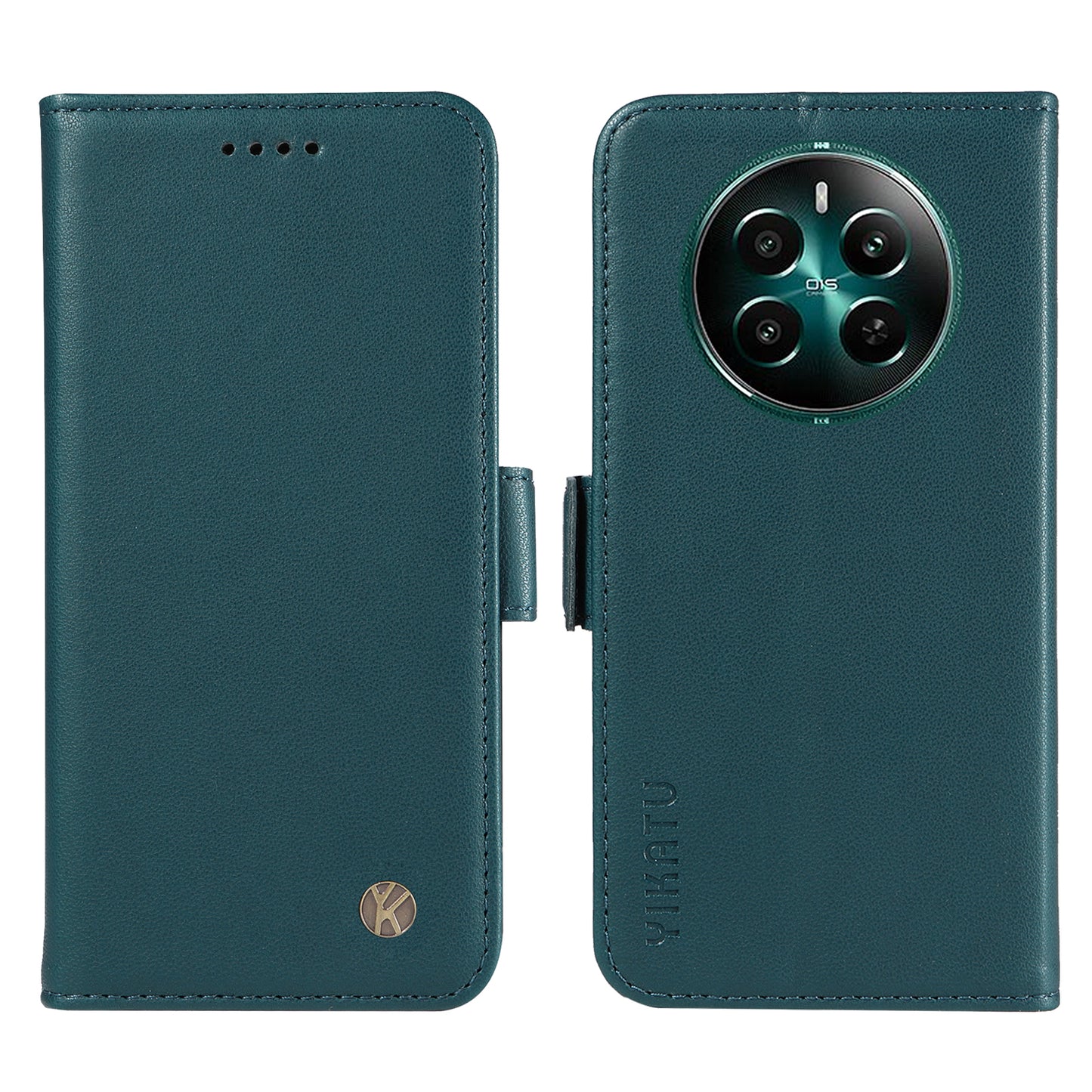 YIKATU YK-003 For Realme 12+ 5G Case Wallet PU Leather+TPU Cover Phone Accessories Distributors - Green