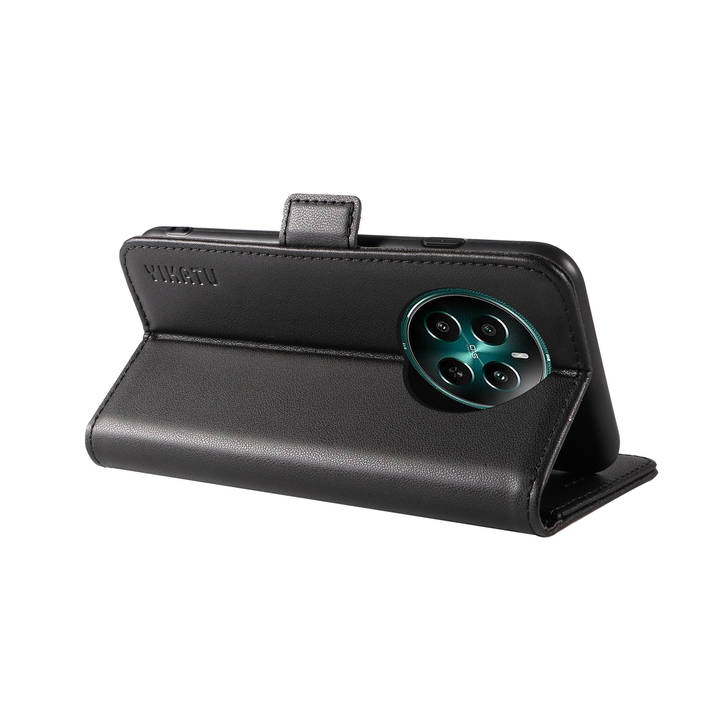 YIKATU YK-003 For Realme 12+ 5G Case Wallet PU Leather+TPU Cover Phone Accessories Distributors - Black