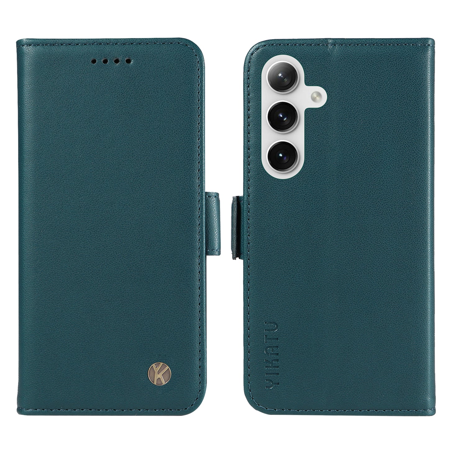 YIKATU YK-003 For Samsung Galaxy S24 Case PU Leather Folio Wallet Phone Cover - Green