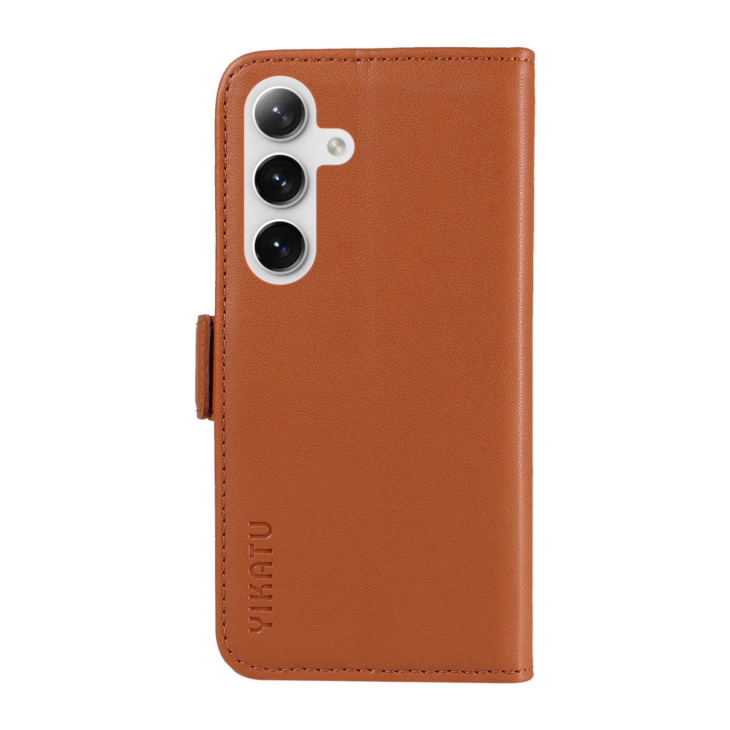 YIKATU YK-003 For Samsung Galaxy S24 Case PU Leather Folio Wallet Phone Cover - Brown