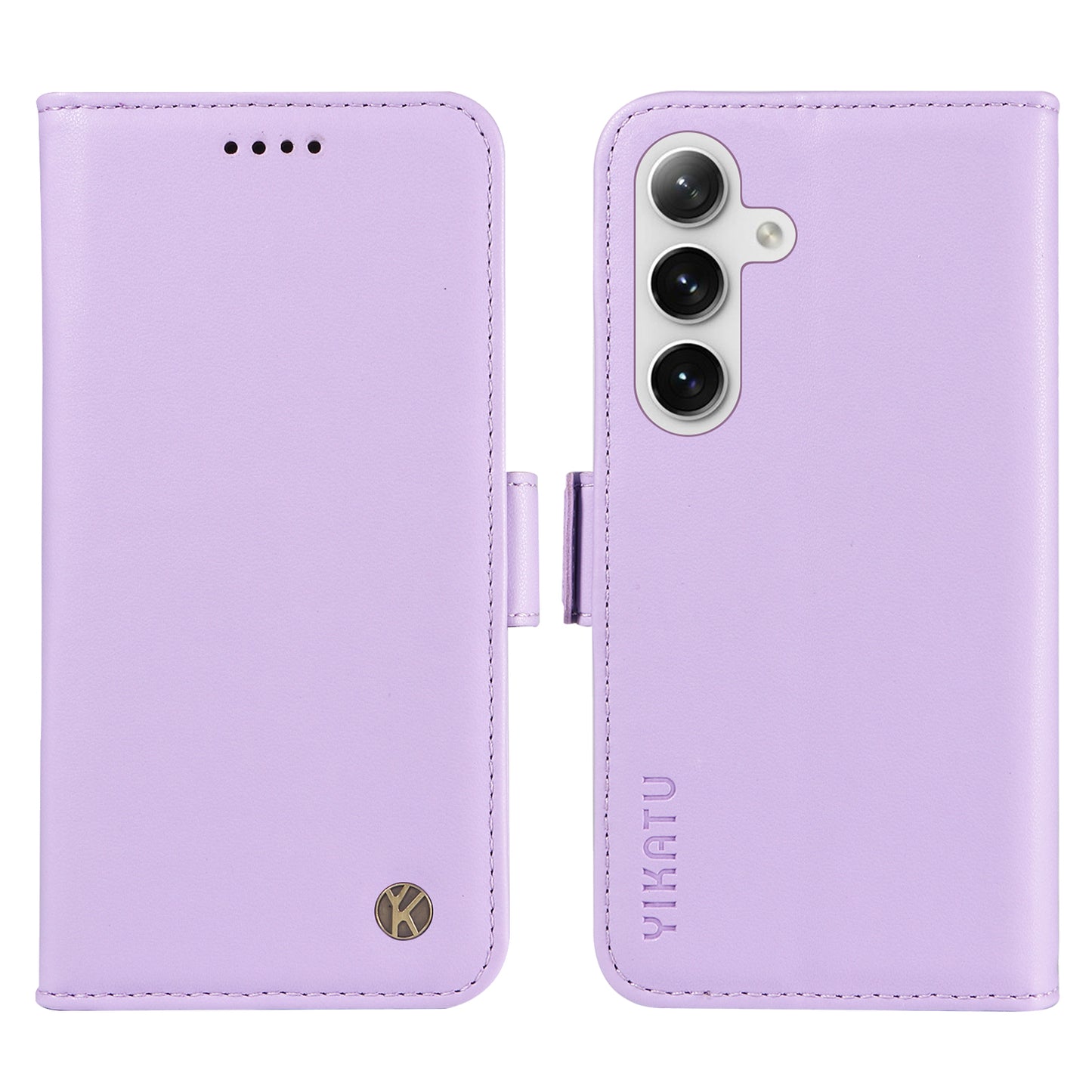 YIKATU YK-003 For Samsung Galaxy S24 Case PU Leather Folio Wallet Phone Cover - Light Purple