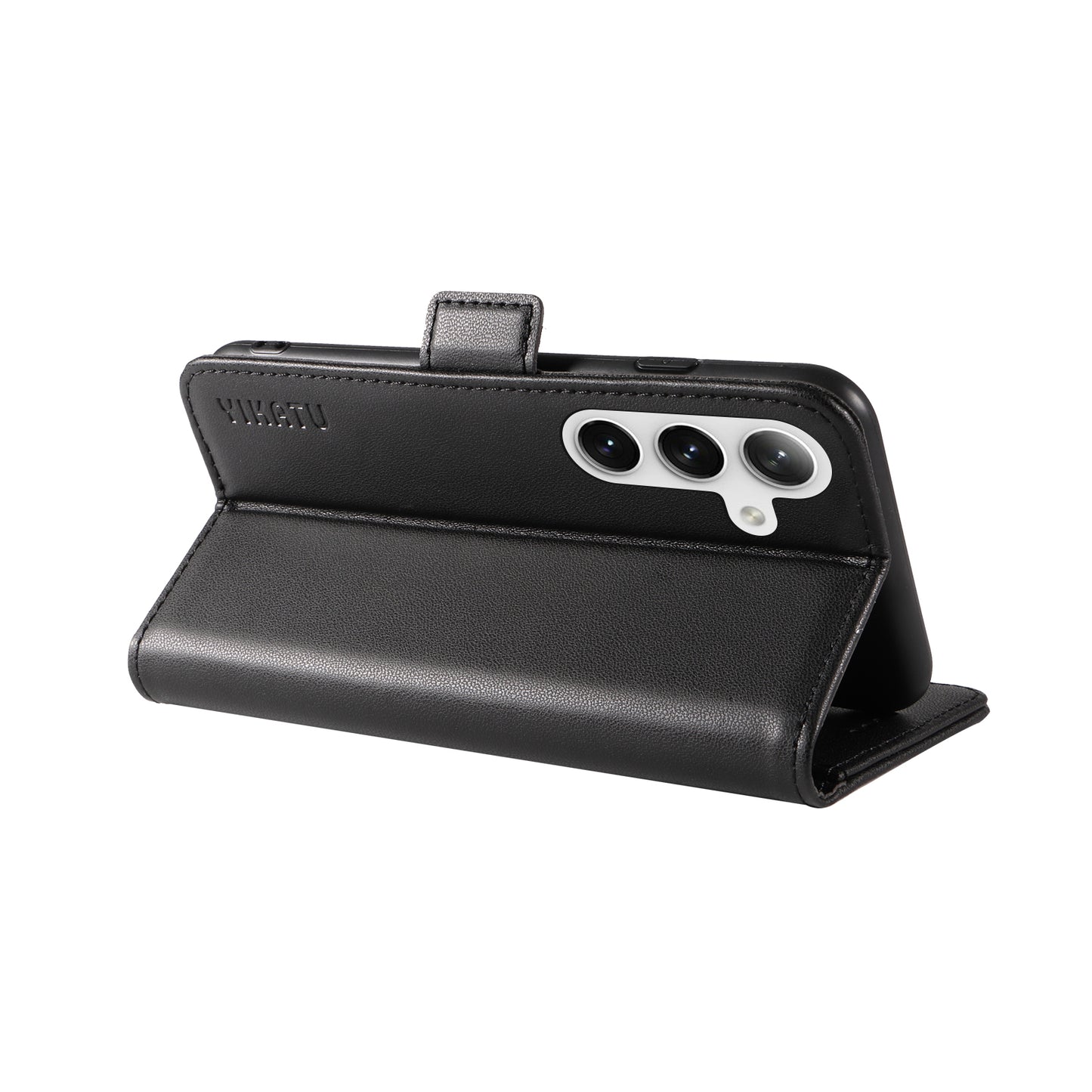 YIKATU YK-003 For Samsung Galaxy S24 Case PU Leather Folio Wallet Phone Cover - Black