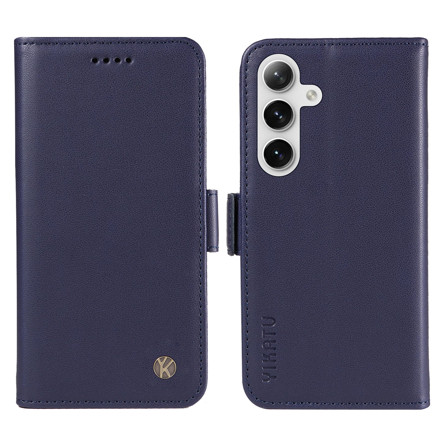 YIKATU YK-003 For Samsung Galaxy S24 Case PU Leather Folio Wallet Phone Cover - Sapphire