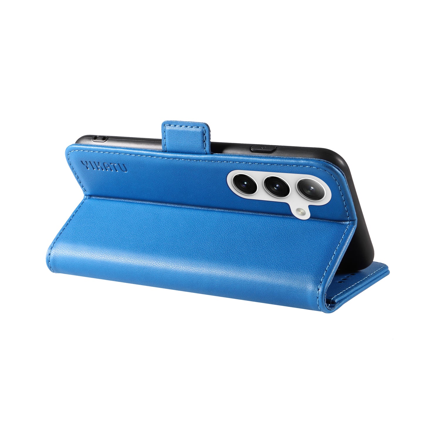 YIKATU YK-003 For Samsung Galaxy S24 Case PU Leather Folio Wallet Phone Cover - Sky Blue