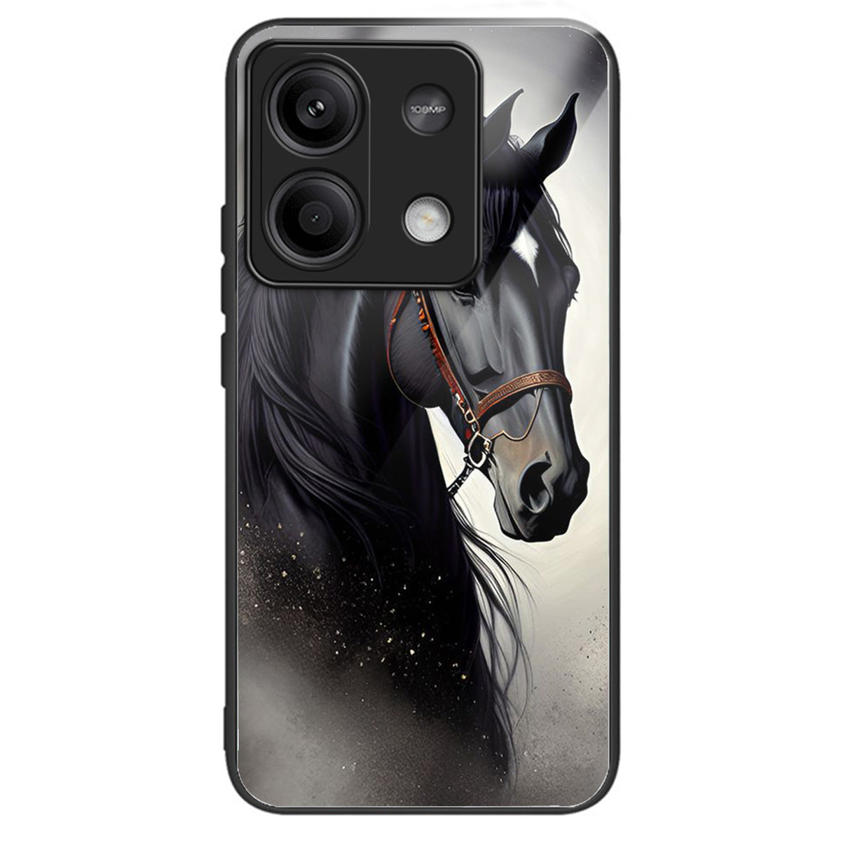 For Xiaomi Redmi Note 13 5G Case Tempered Glass+TPU Phone Cover Pattern Printing - Horse