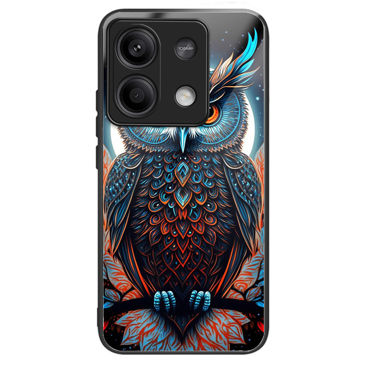 For Xiaomi Redmi Note 13 5G Case Tempered Glass+TPU Phone Cover Pattern Printing - Owl