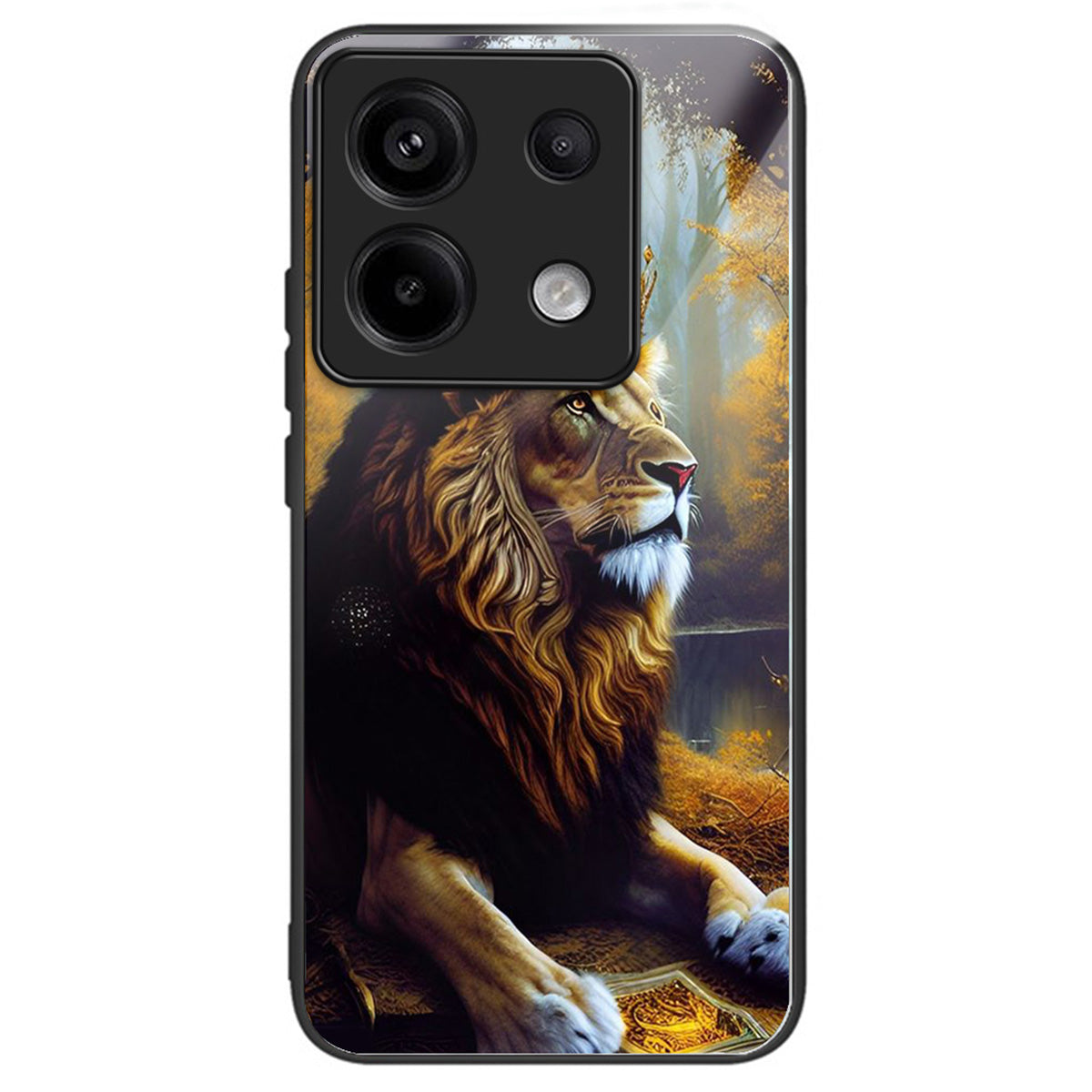 For Xiaomi Redmi Note 13 Pro 5G / Poco X6 5G Slim Case Pattern Printing Tempered Glass TPU Phone Cover - Lion King