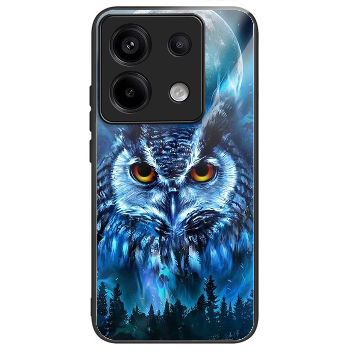 For Xiaomi Redmi Note 13 Pro 5G / Poco X6 5G Slim Case Pattern Printing Tempered Glass TPU Phone Cover - Forest Owl