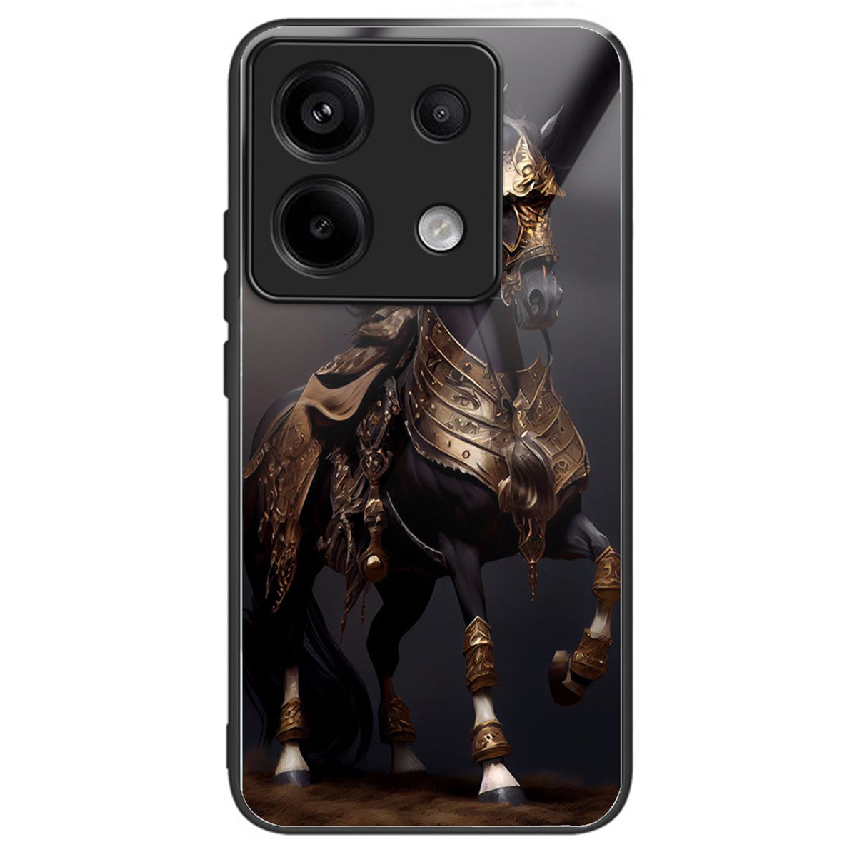 For Xiaomi Redmi Note 13 Pro 5G / Poco X6 5G Slim Case Pattern Printing Tempered Glass TPU Phone Cover - Masked Horse