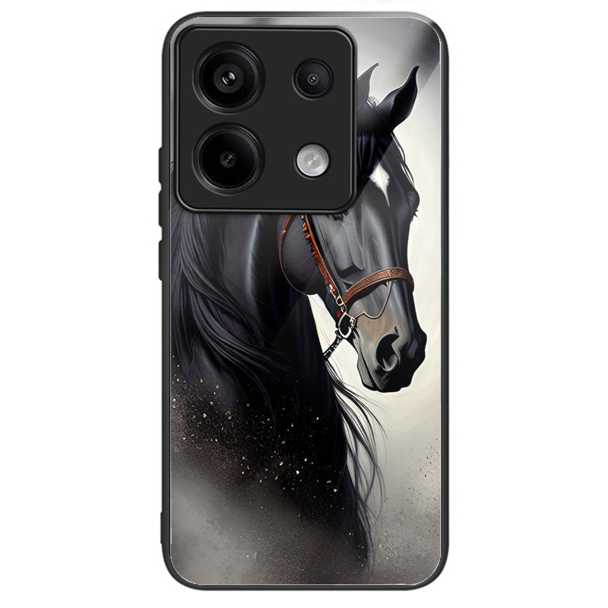 For Xiaomi Redmi Note 13 Pro 5G / Poco X6 5G Slim Case Pattern Printing Tempered Glass TPU Phone Cover - Horse