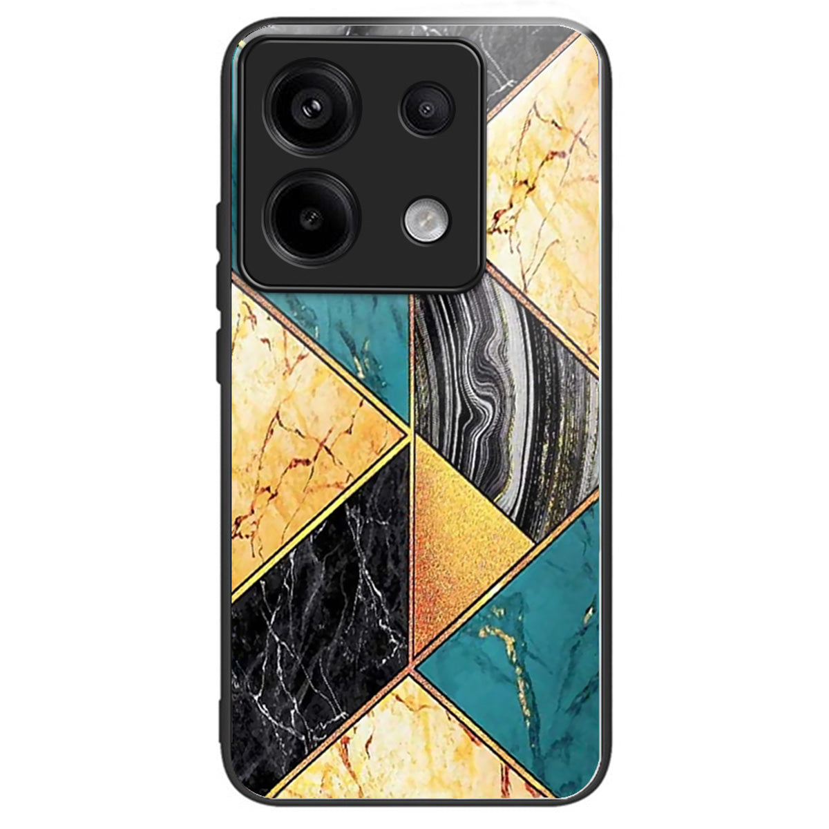 For Xiaomi Redmi Note 13 Pro 5G / Poco X6 5G Slim Case Pattern Printing Tempered Glass TPU Phone Cover - Splicing Marble