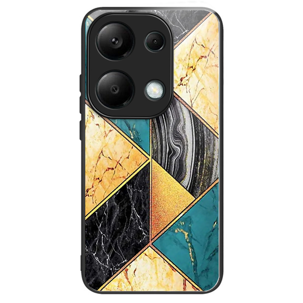 For Xiaomi Redmi Note 13 Pro 4G / Poco M6 Pro 4G Case Tempered Glass Pattern Phone Cover - Splicing Marble