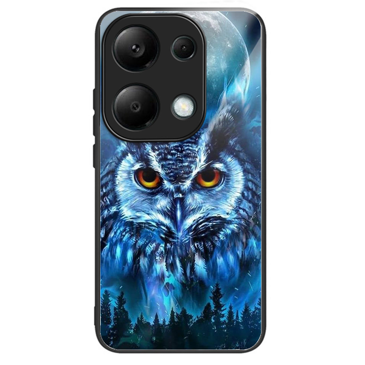 For Xiaomi Redmi Note 13 Pro 4G / Poco M6 Pro 4G Case Tempered Glass Pattern Phone Cover - Forest Owl