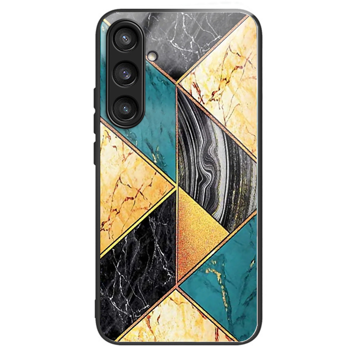 For Samsung Galaxy S24 Case Tempered Glass+TPU Personalized Patterns Phone Cover - Splicing Marble