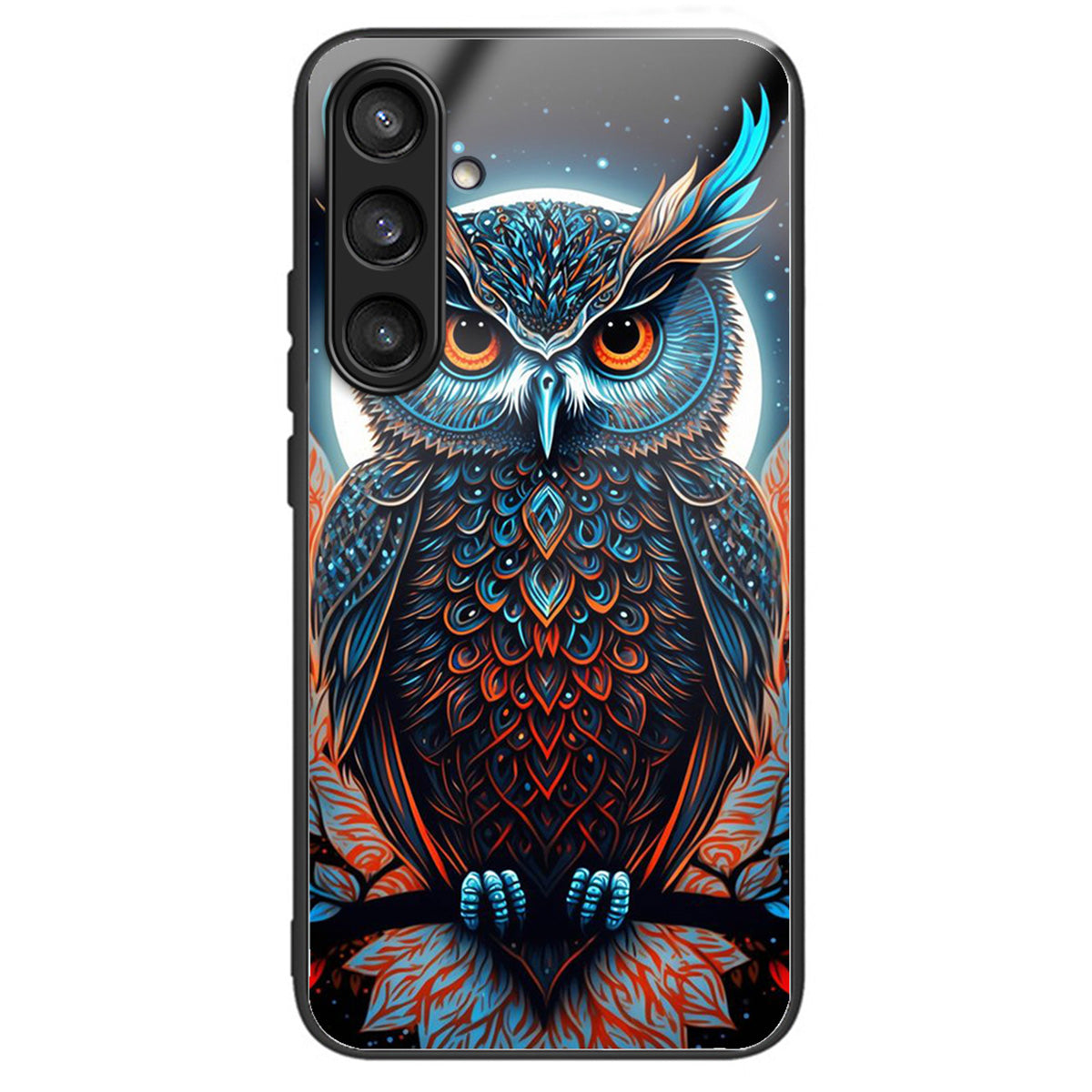 For Samsung Galaxy S24 Case Tempered Glass+TPU Personalized Patterns Phone Cover - Owl