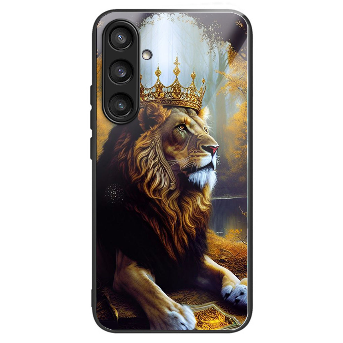 For Samsung Galaxy S24 Case Tempered Glass+TPU Personalized Patterns Phone Cover - Lion King