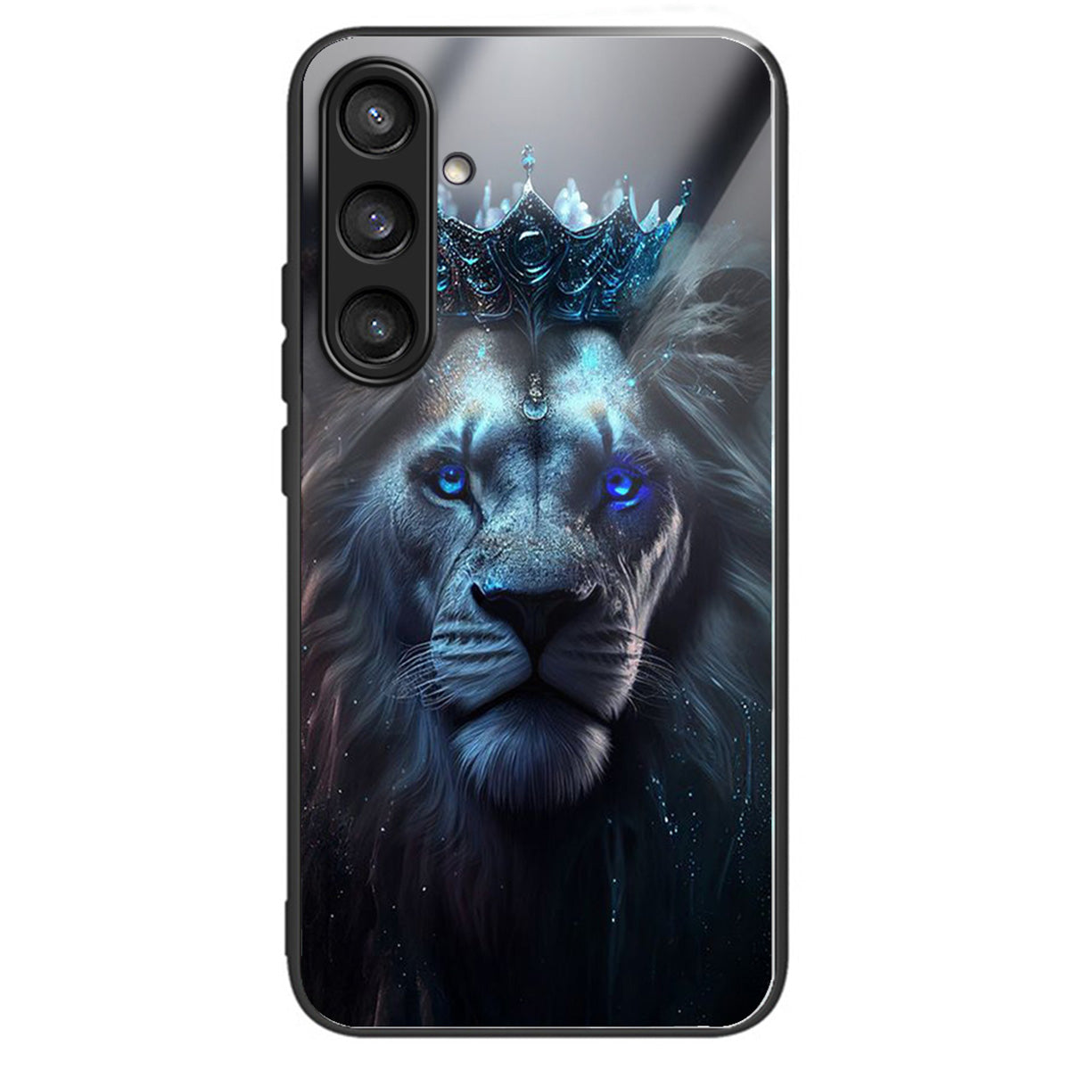 For Samsung Galaxy S24 Case Tempered Glass+TPU Personalized Patterns Phone Cover - Blue Lion