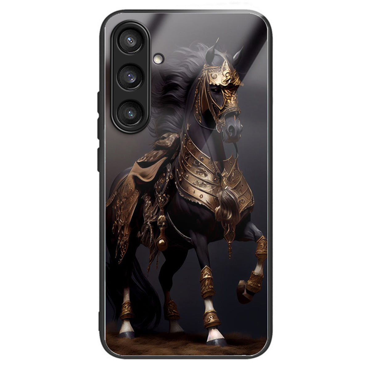 For Samsung Galaxy S24 Case Tempered Glass+TPU Personalized Patterns Phone Cover - Masked Horse