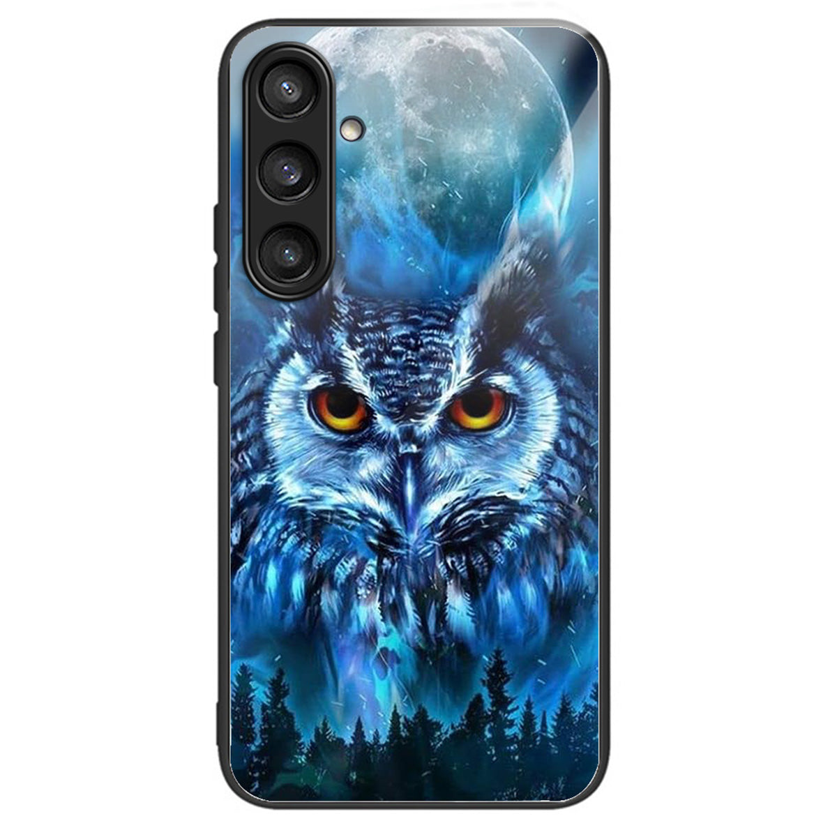 For Samsung Galaxy S24 Case Tempered Glass+TPU Personalized Patterns Phone Cover - Forest Owl