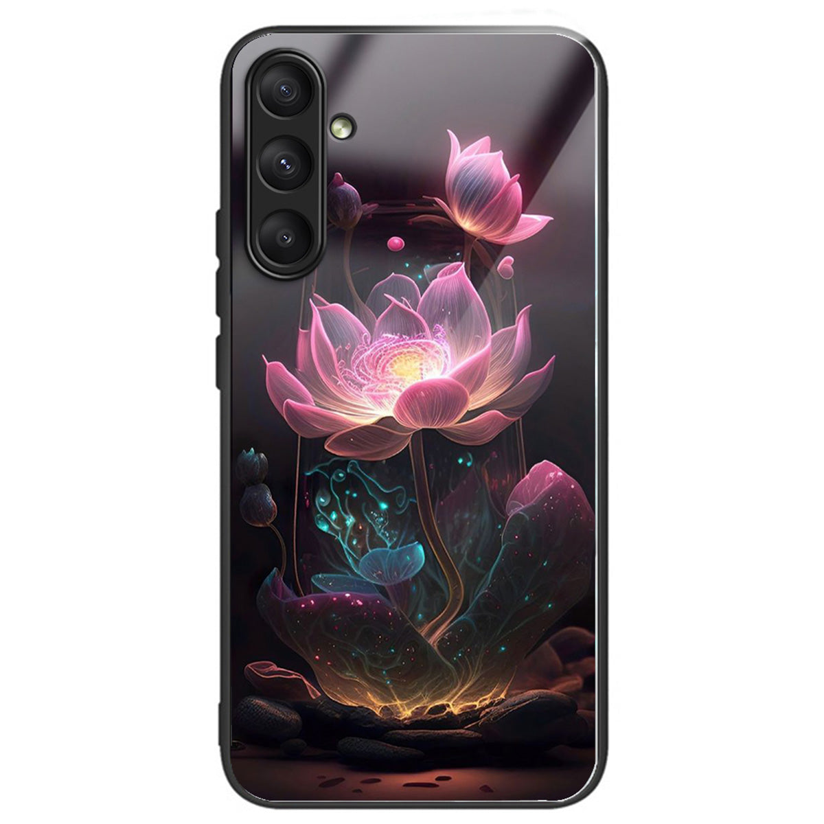 For Samsung Galaxy A25 5G (Global) (161.0 x 76.5 x 8.3mm) Tempered Glass Phone Case Printed Pattern - Pink Lotus