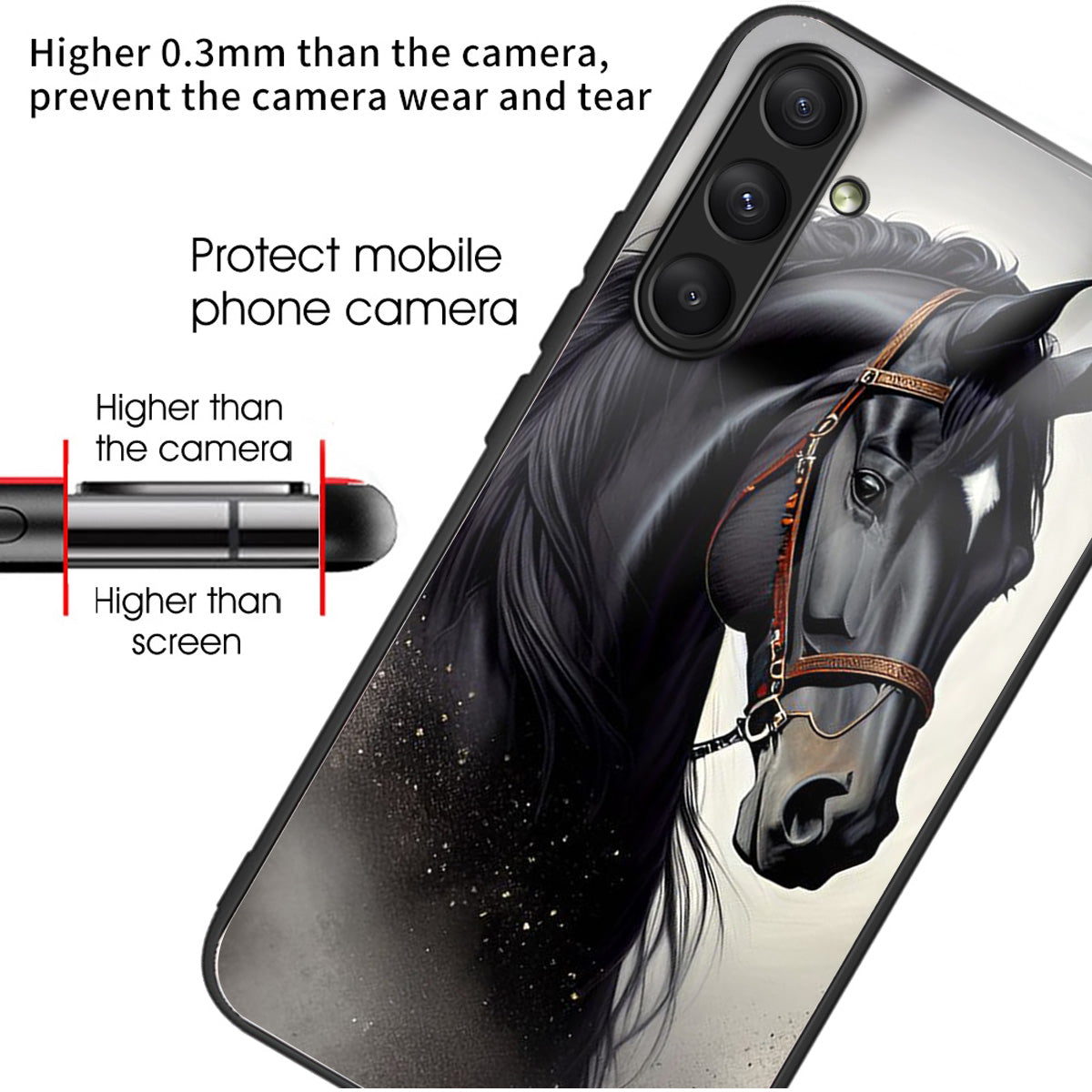 For Samsung Galaxy A25 5G (Global) (161.0 x 76.5 x 8.3mm) Tempered Glass Phone Case Printed Pattern - Horse